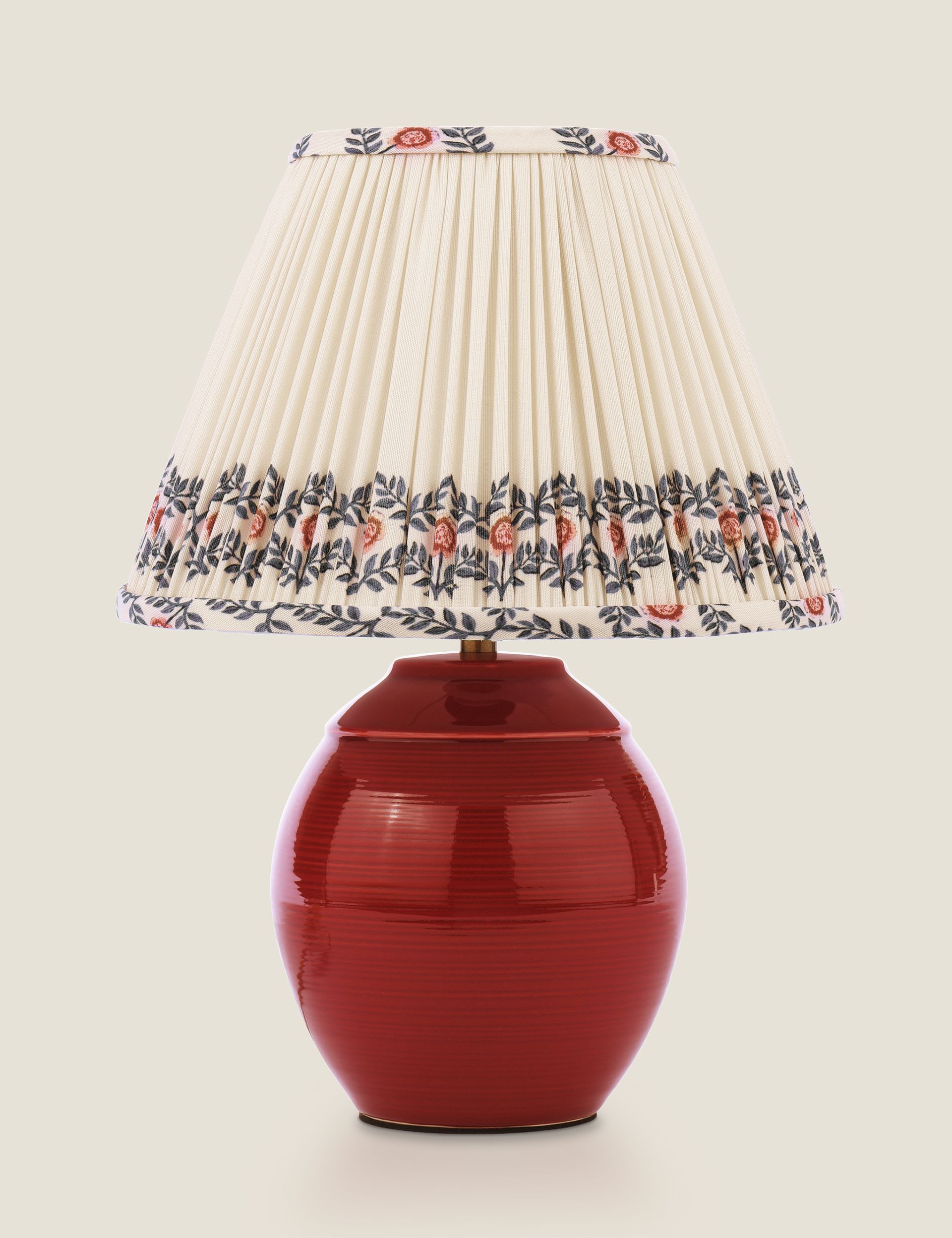 Joules Wentworth ceramic table lamp with pleated fabric shade (British brand)