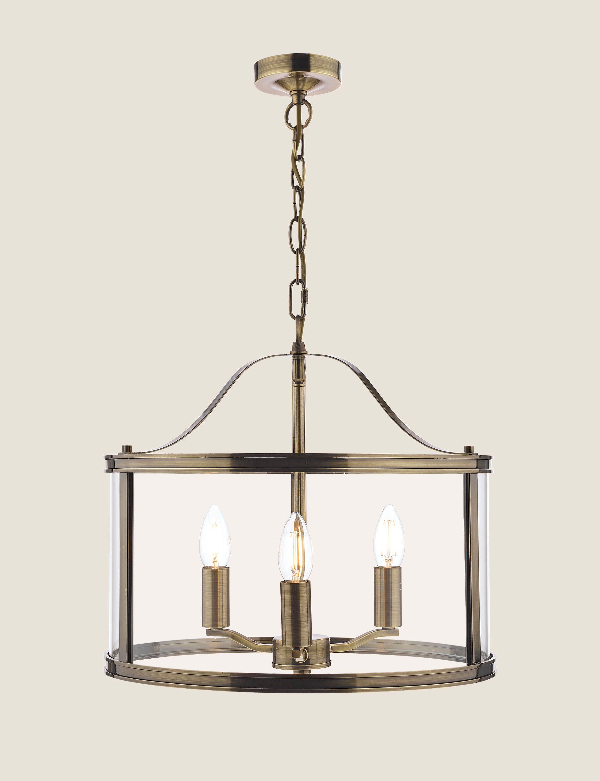 Laura Ashley Harrington 3 light pendant light with antique brass finish (British brand)