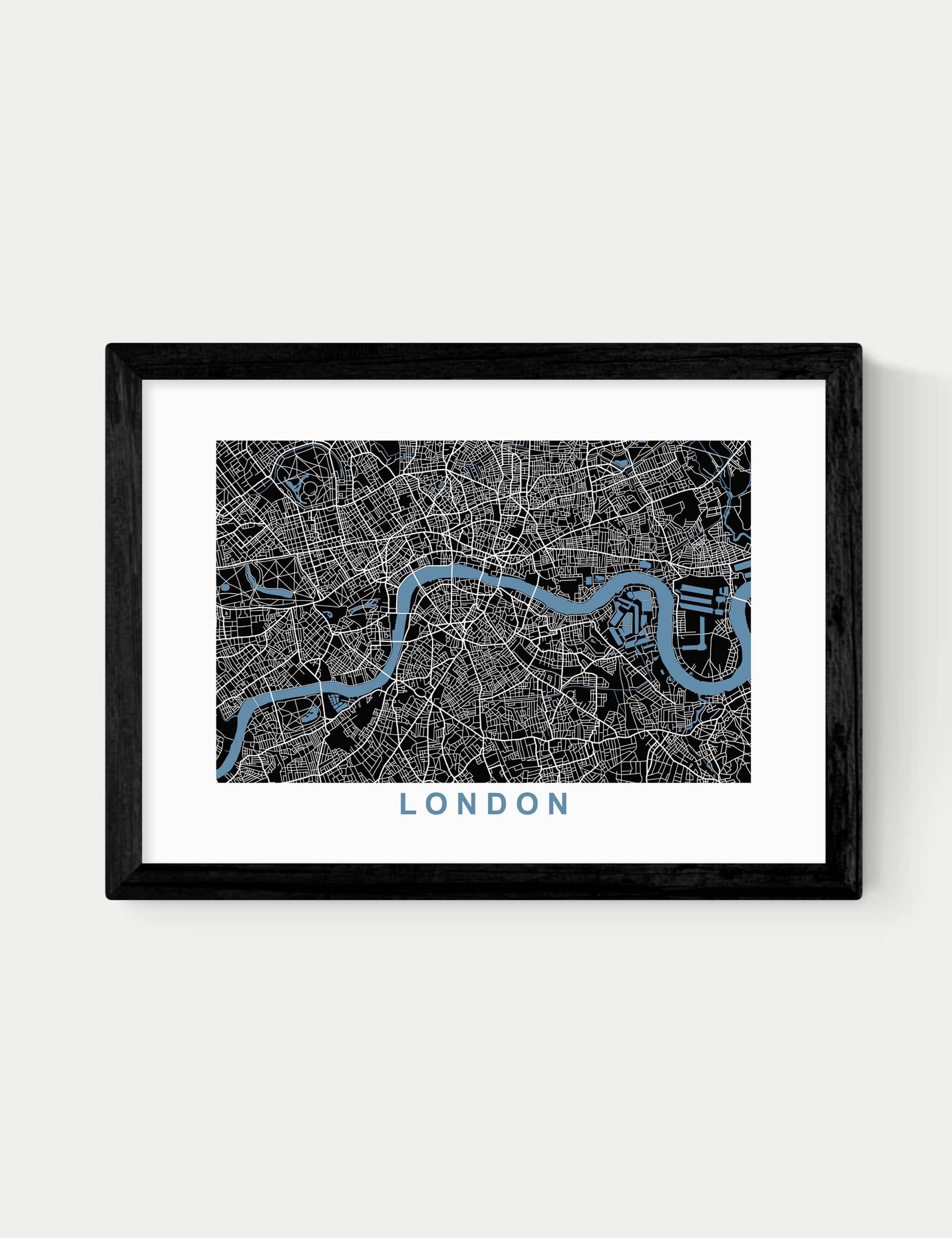 East End Prints London Map Negative framed print, imported from the UK