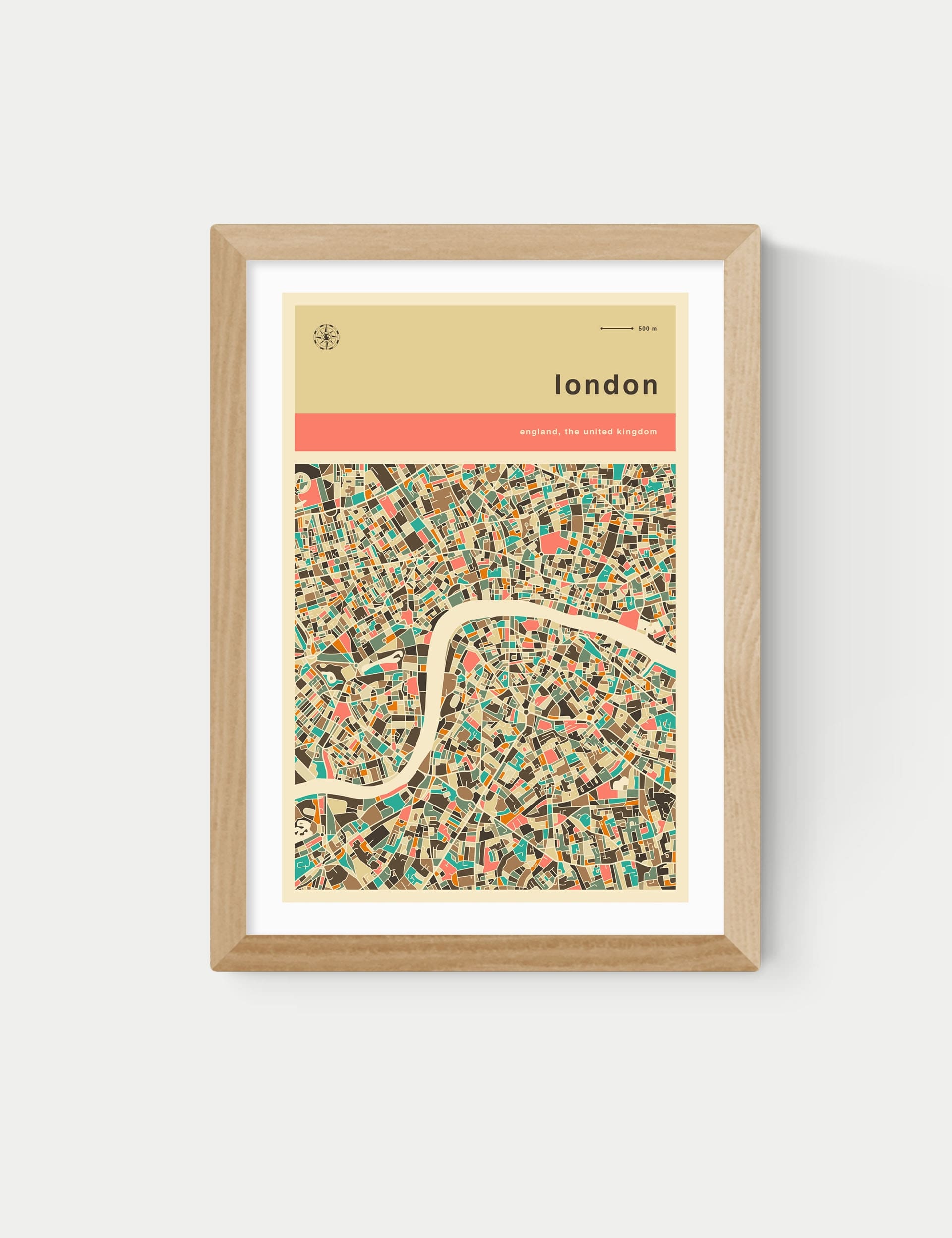 East End Prints London Streetguide Orange Framed Art Print
