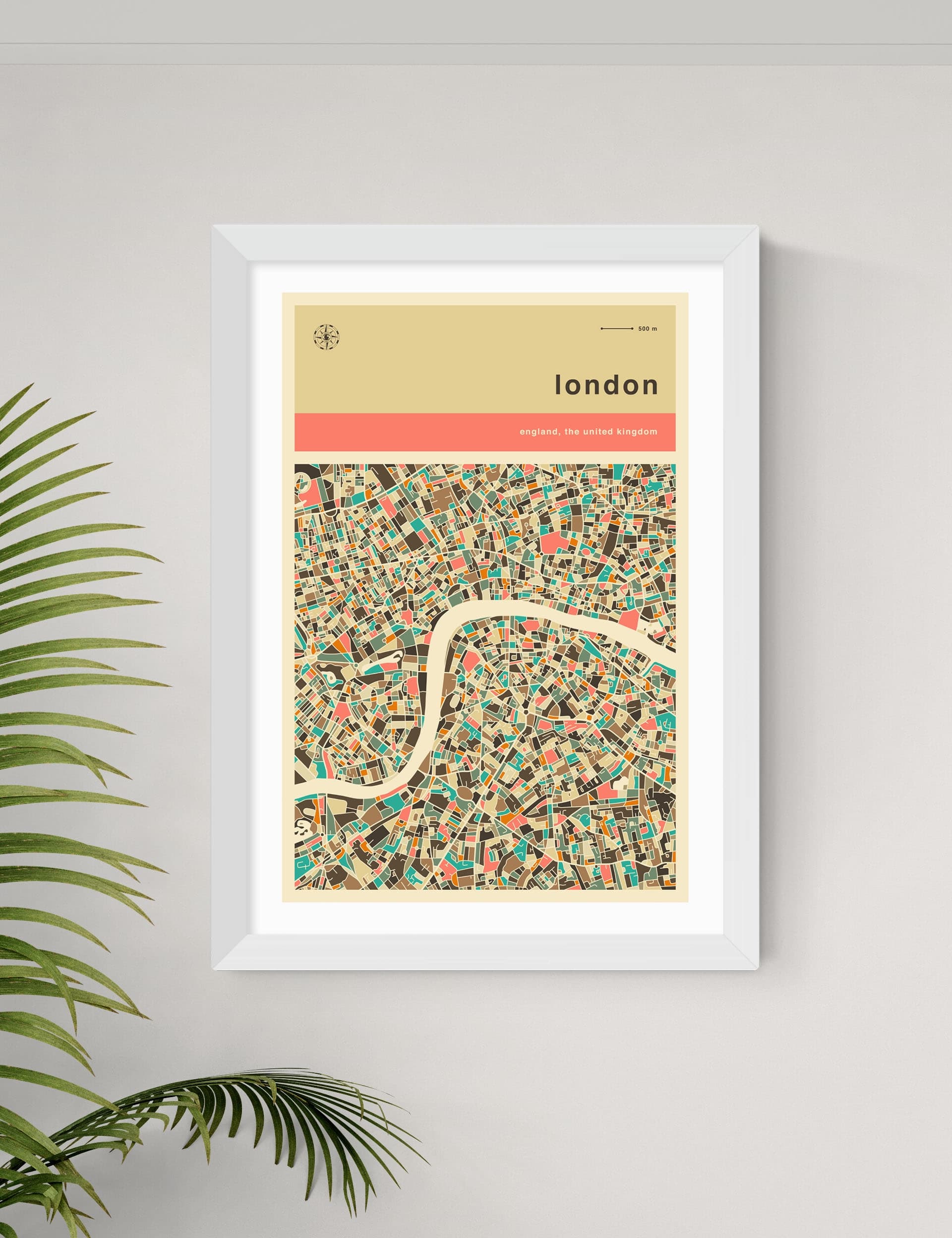 East End Prints London street map framed art print orange - British product