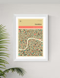 East End Prints London street map framed art print orange - British product