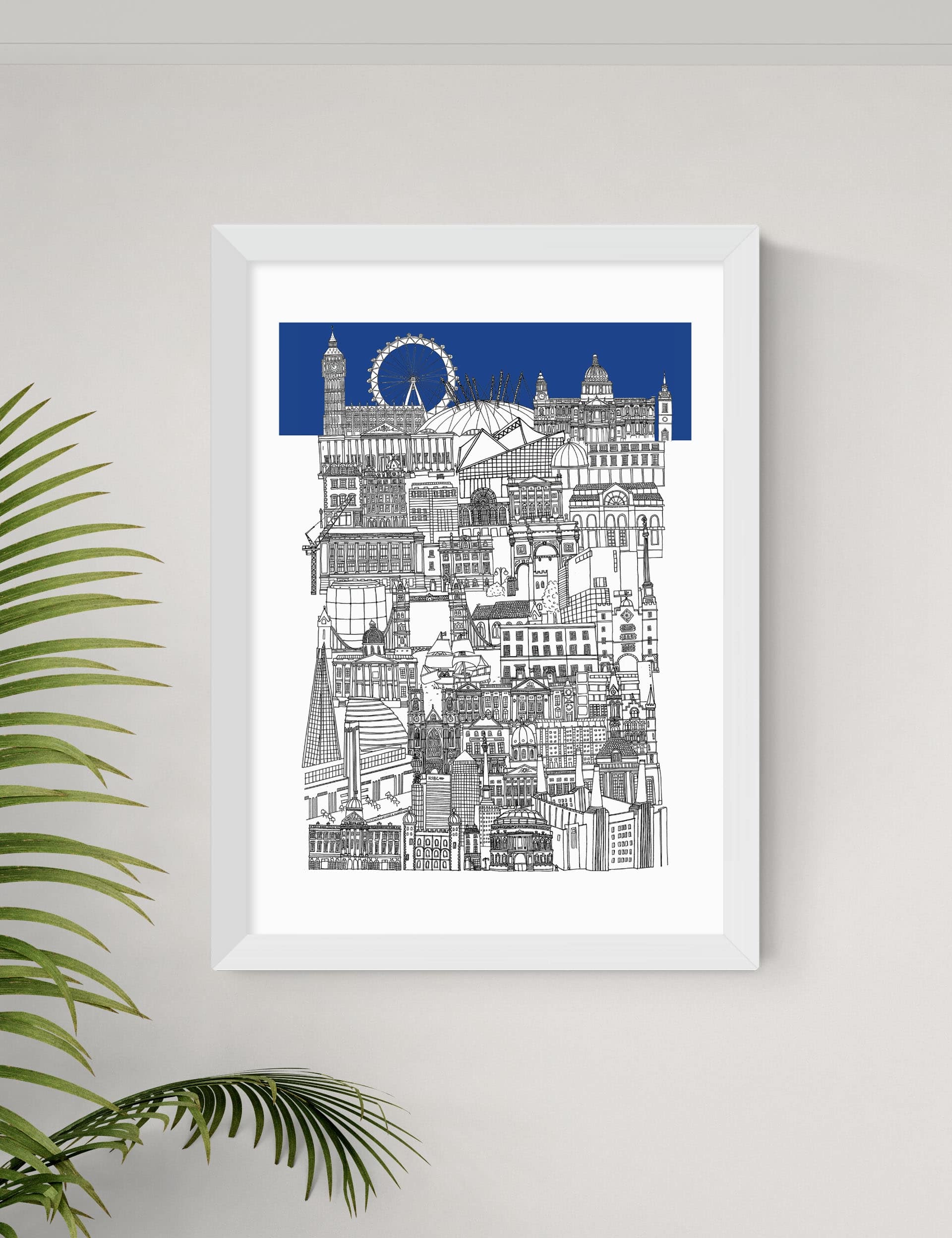 East End Prints London Blue framed art print, various sizes (British brand)