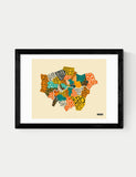 East End Prints London Boroughs framed art print, imported from the UK