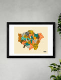 East End Prints London Boroughs framed art print, imported from the UK