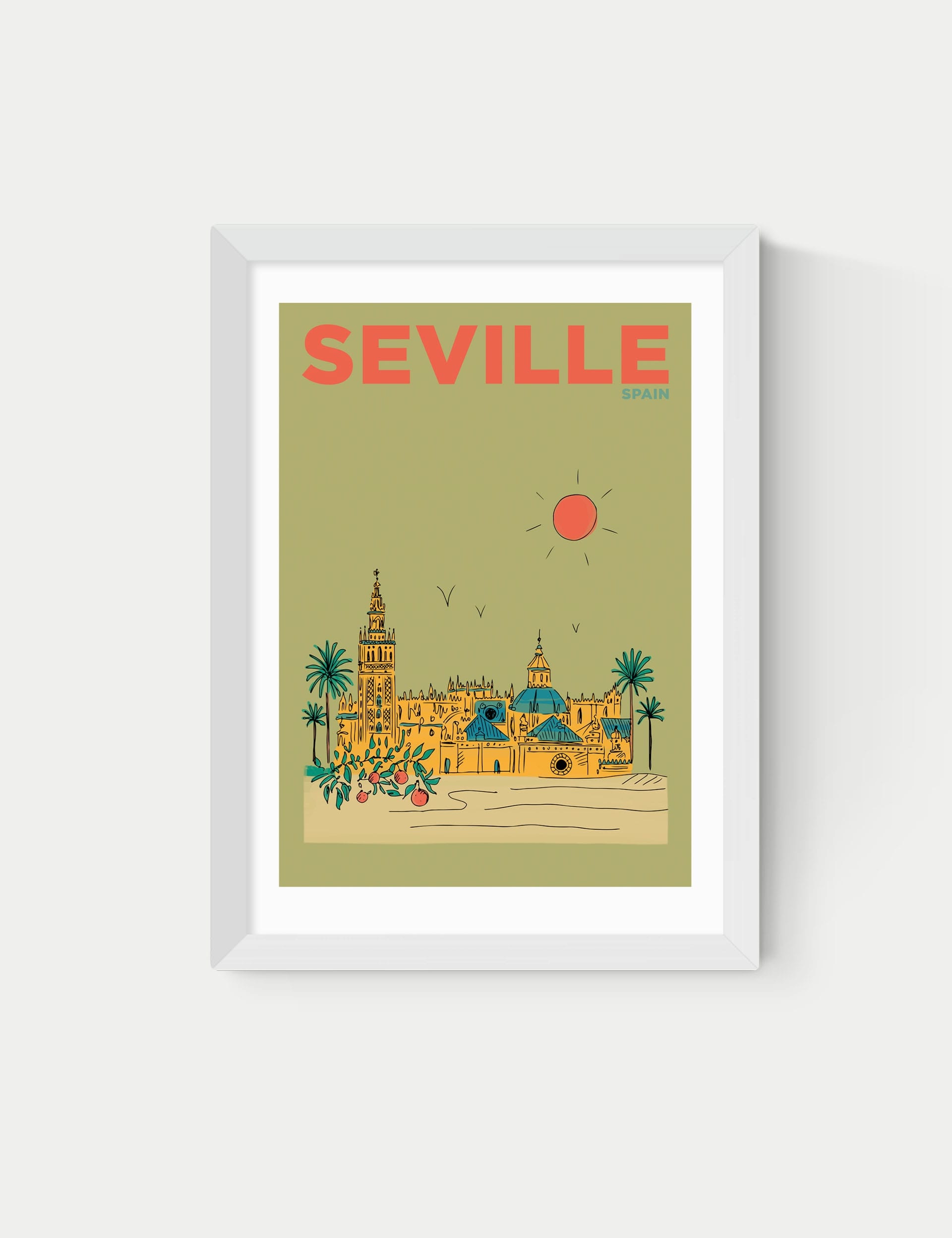East End Prints Seville cityscape framed art print, imported from the UK