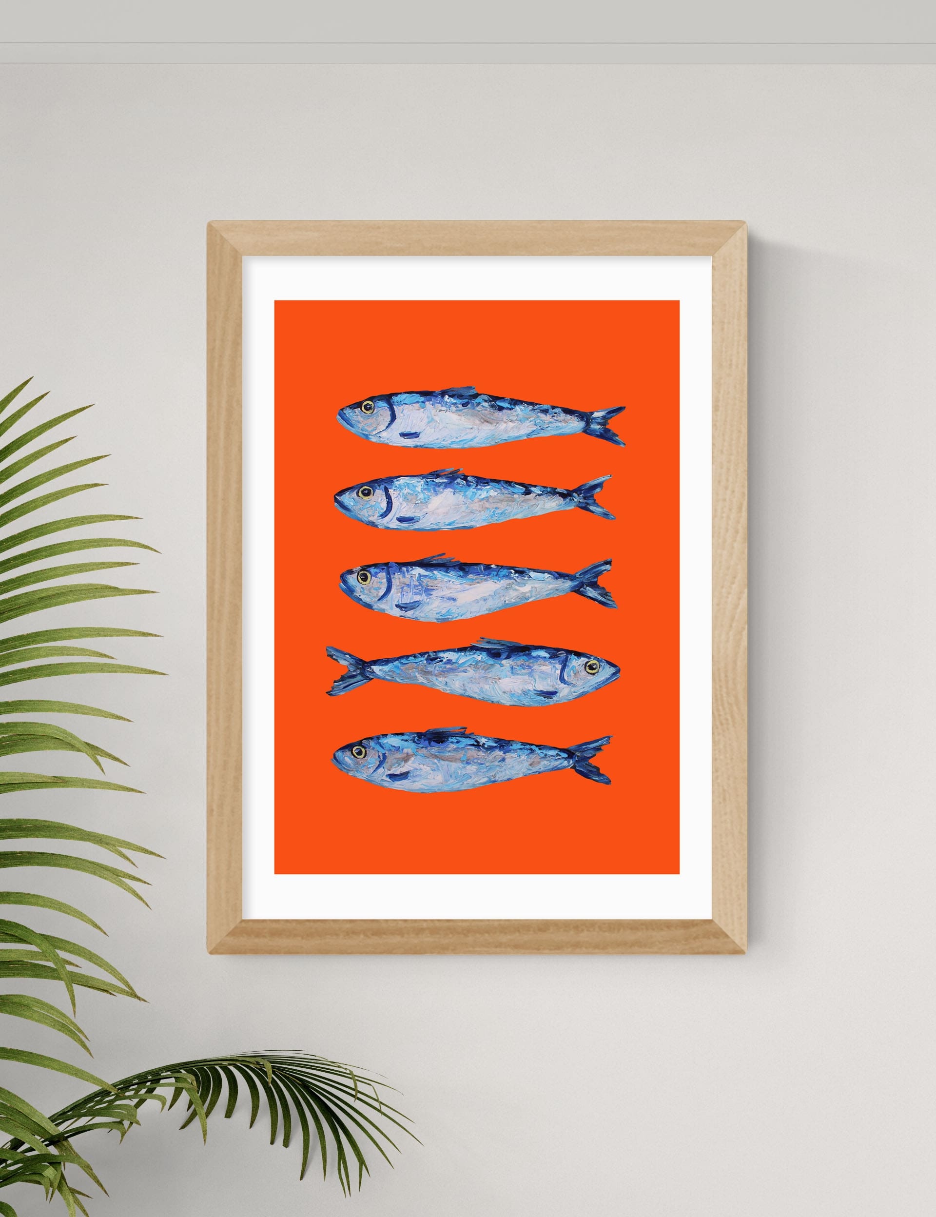 East End Prints Sardines Orange Framed Art Print