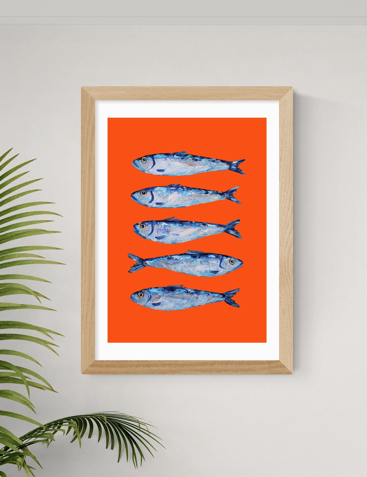 East End Prints Sardines Orange Framed Art Print
