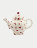 Emma Bridgewater stoneware Pink Hearts teapot 1.6 litres, imported from the UK