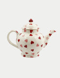 Emma Bridgewater stoneware Pink Hearts teapot 1.6 litres, imported from the UK