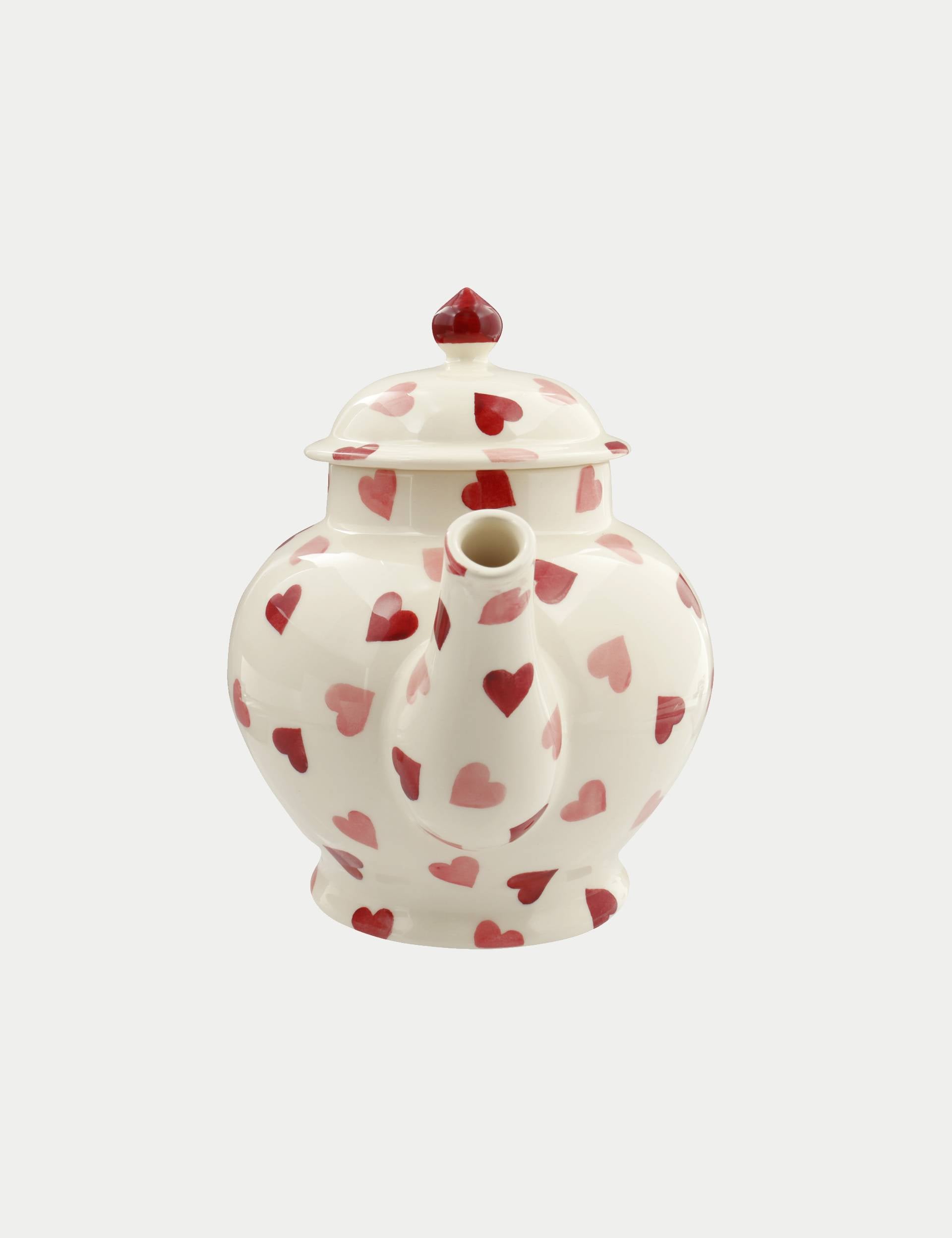 Emma Bridgewater stoneware Pink Hearts teapot 1.6 litres, imported from the UK