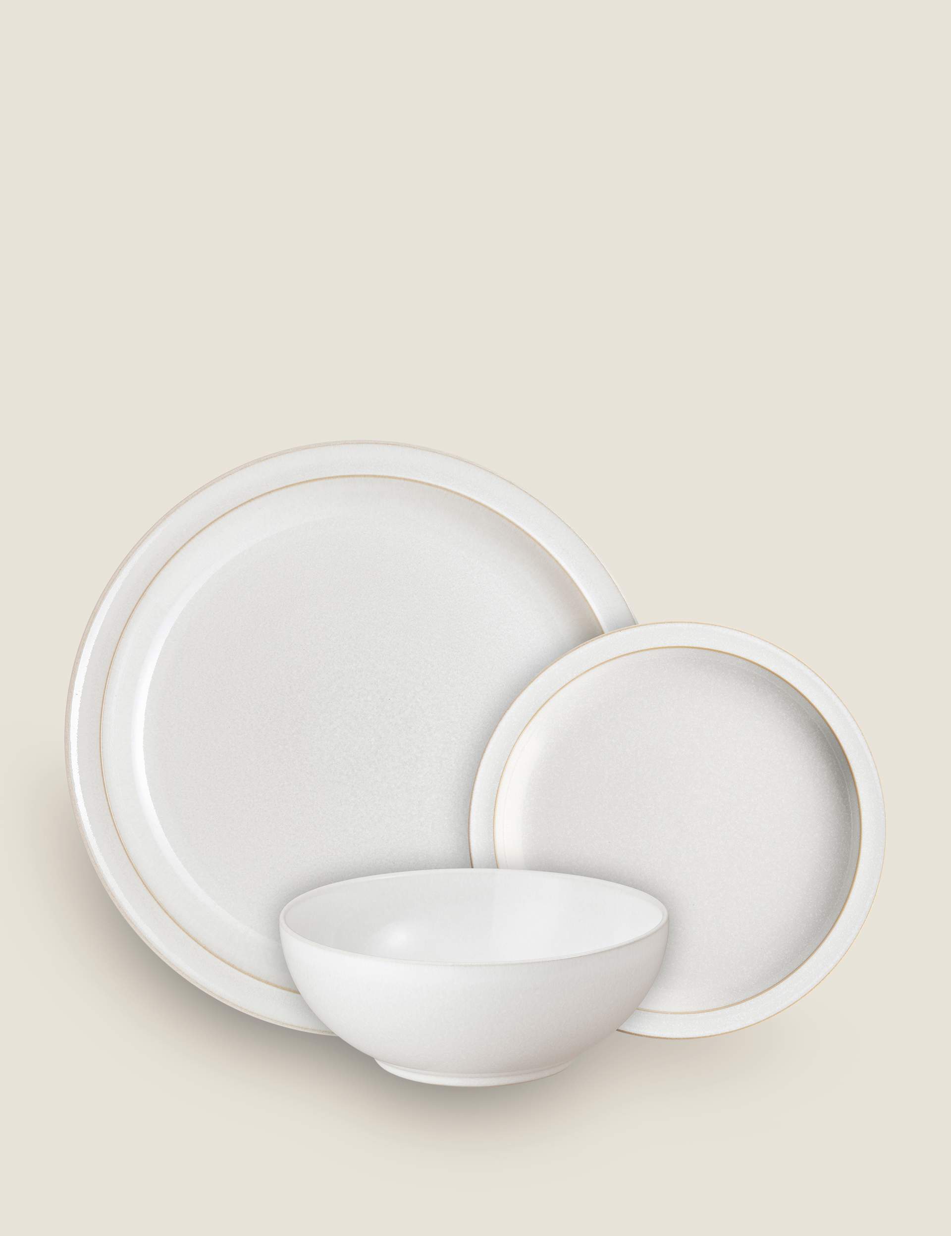 Denby cotton white 12 piece dinner set, imported from the UK