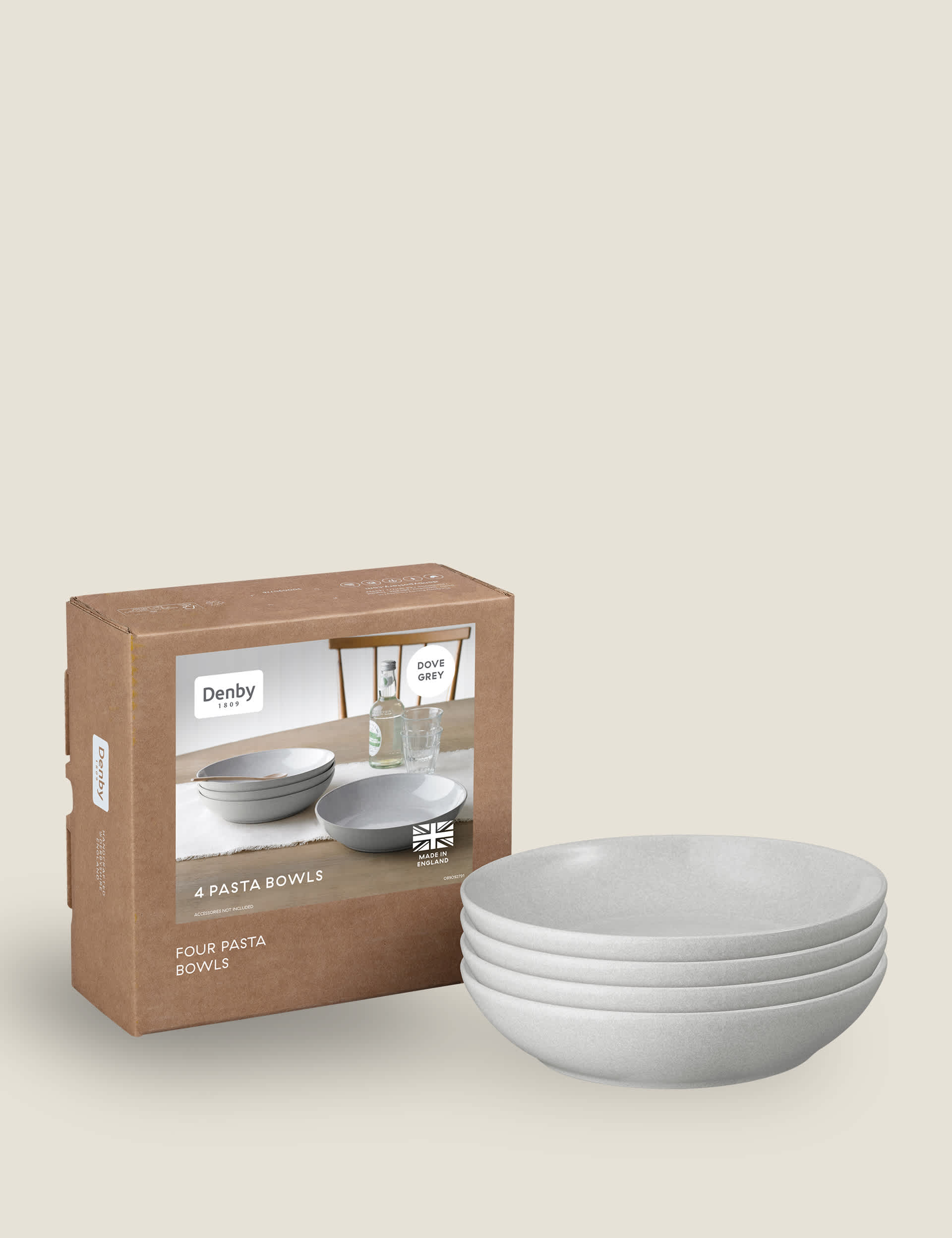 Denby set of 4 dove grey pasta bowls (British brand)