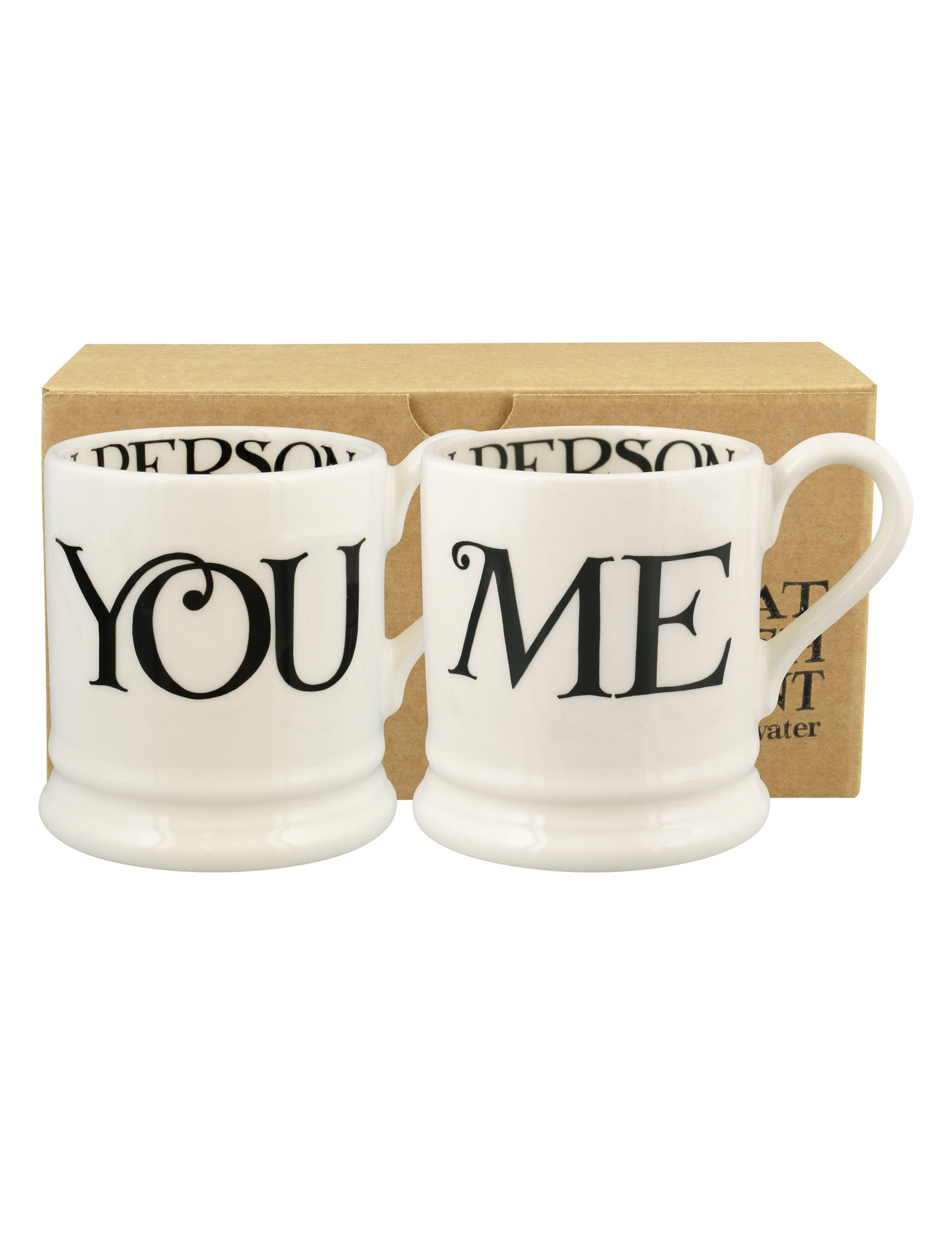 Emma Bridgewater Black Toast You & Me half-pint mugs (British brand)