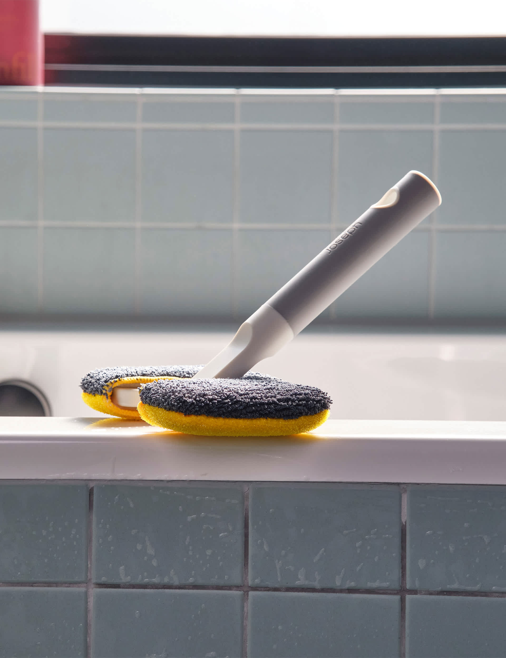 Joseph Joseph 2-in-1 scrubber with microfibre and scourer, imported from the UK