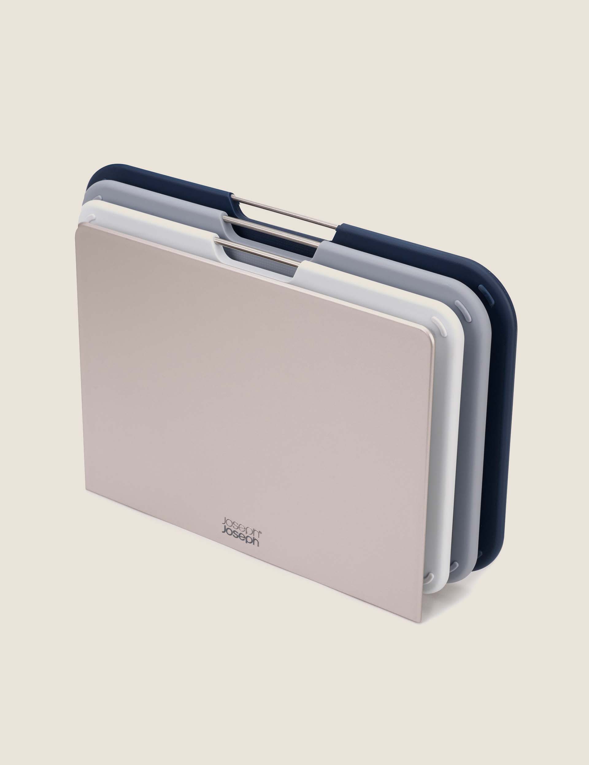 Joseph Joseph set of 3 plastic chopping boards with storage stand (British brand)