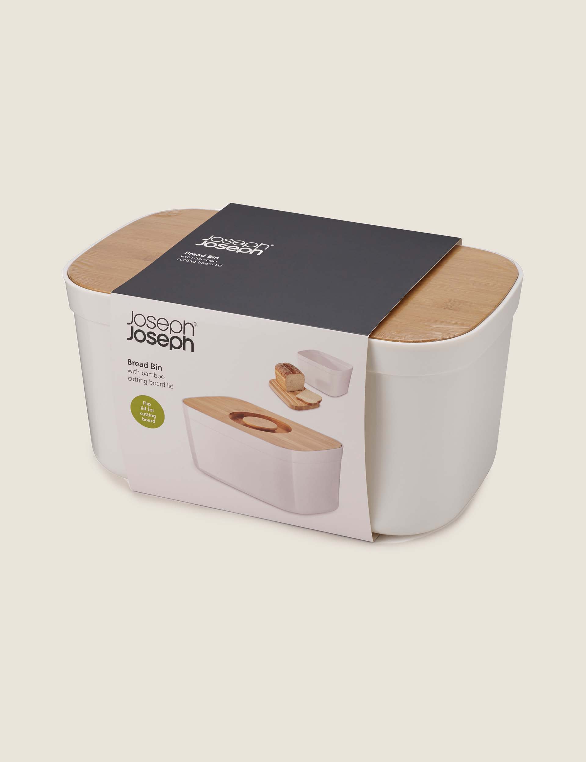 Joseph Joseph bread bin with cutting board lid (British brand)