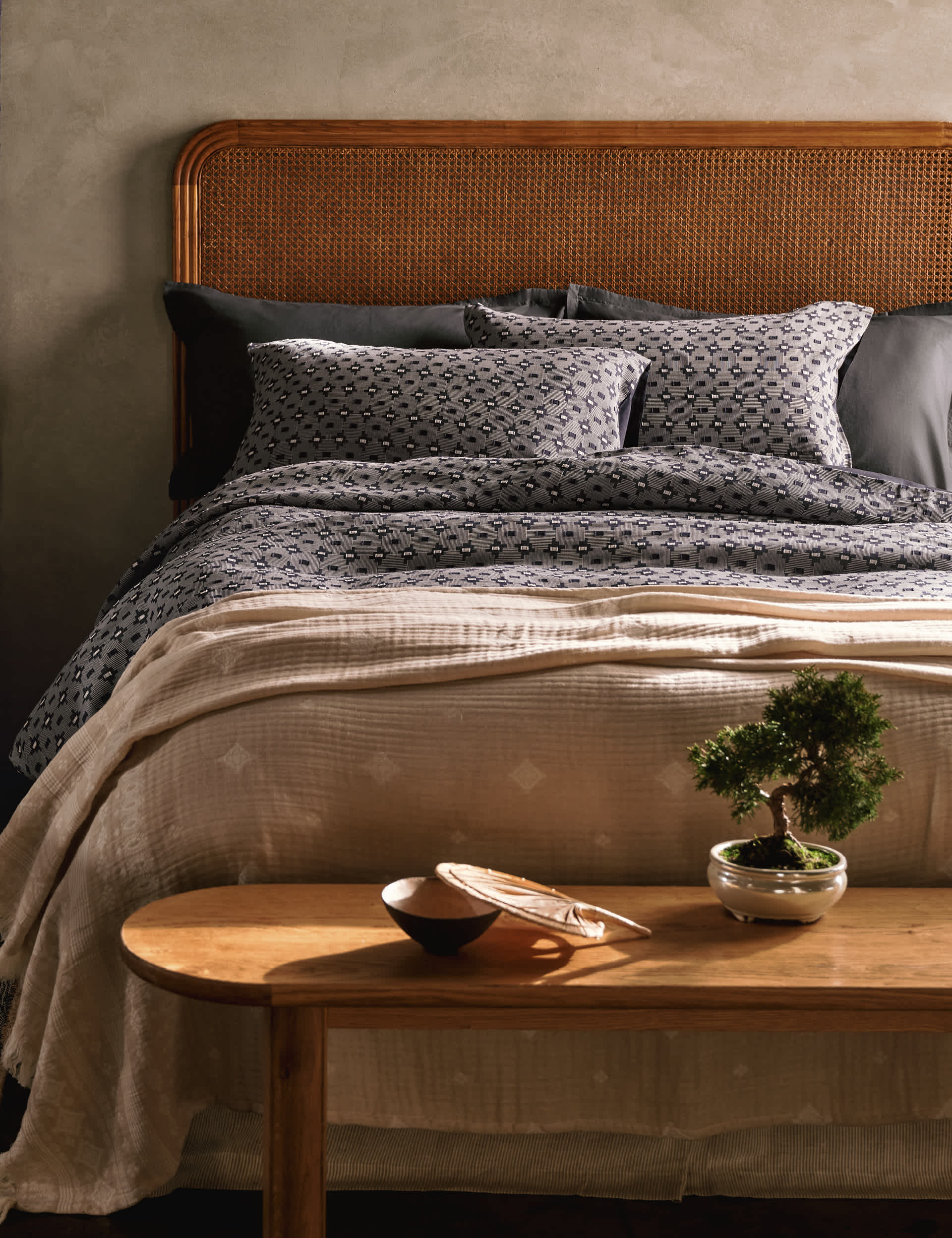 M&S X Fired Earth Kanbina dobby jacquard pure cotton bedding set, UK version