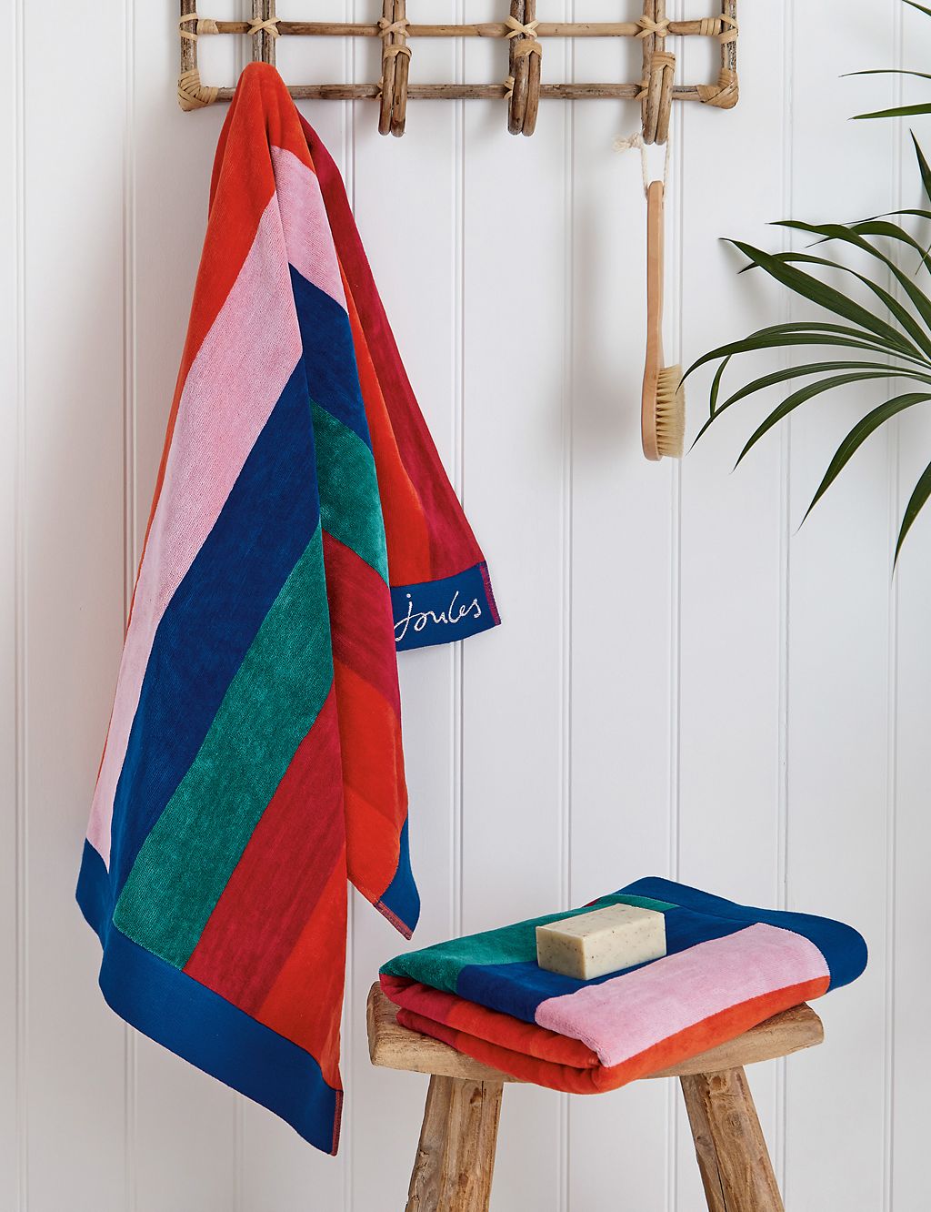 Pure Cotton Rainbow Stripe Towel GOODS M&S   