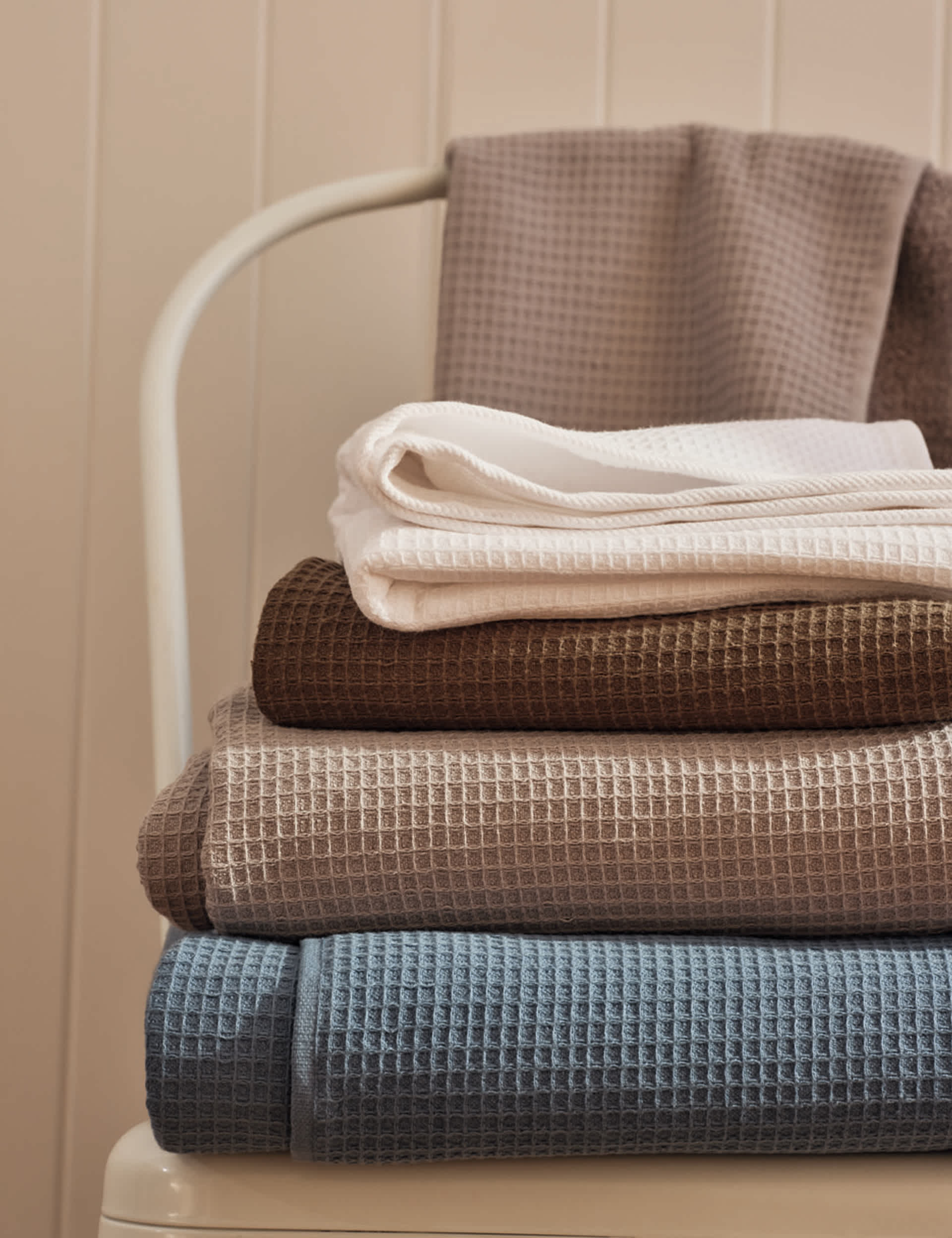 Pure cotton waffle and terry towel, UK version