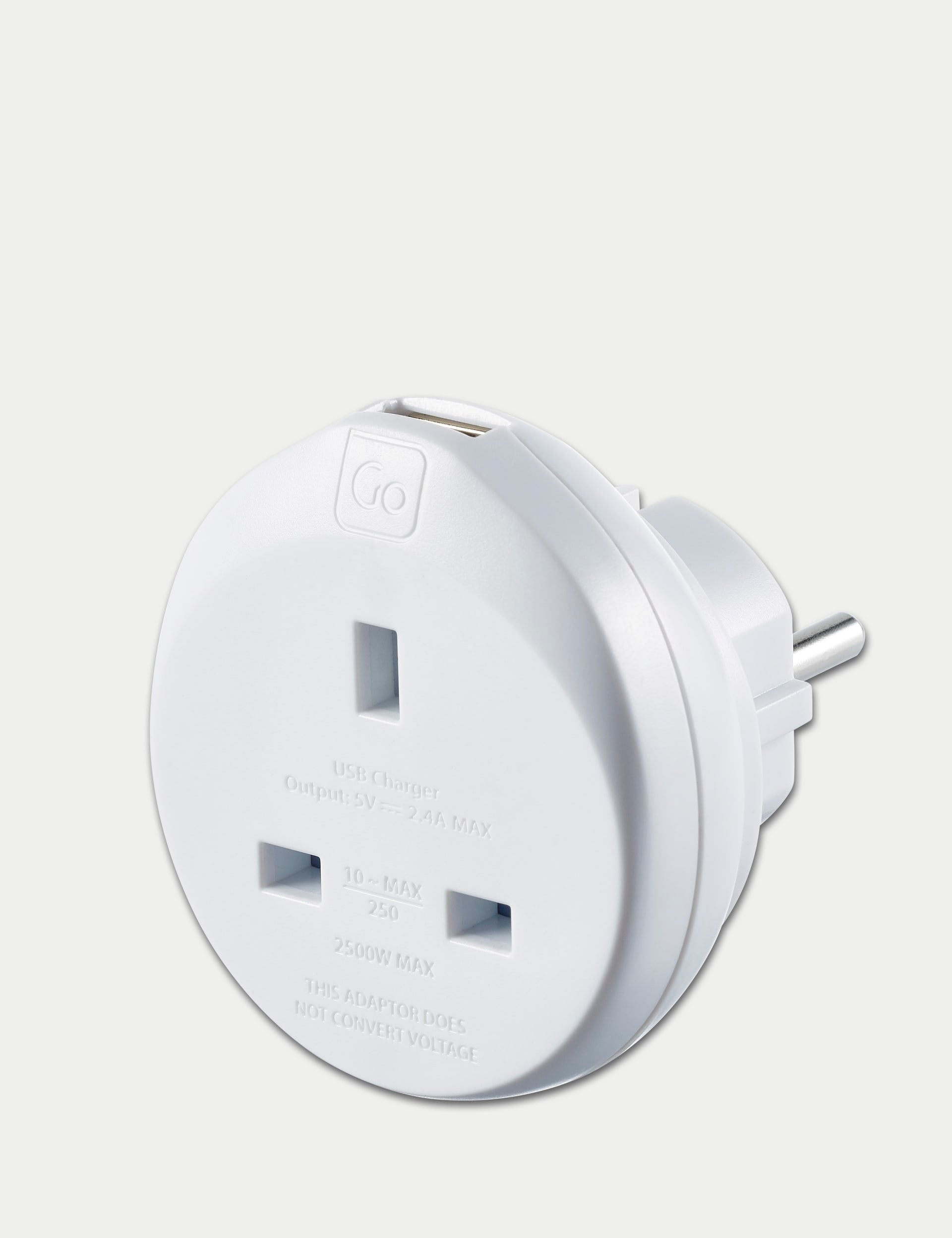 Go Travel UK-EU Travel Adaptor with USB (British brand)