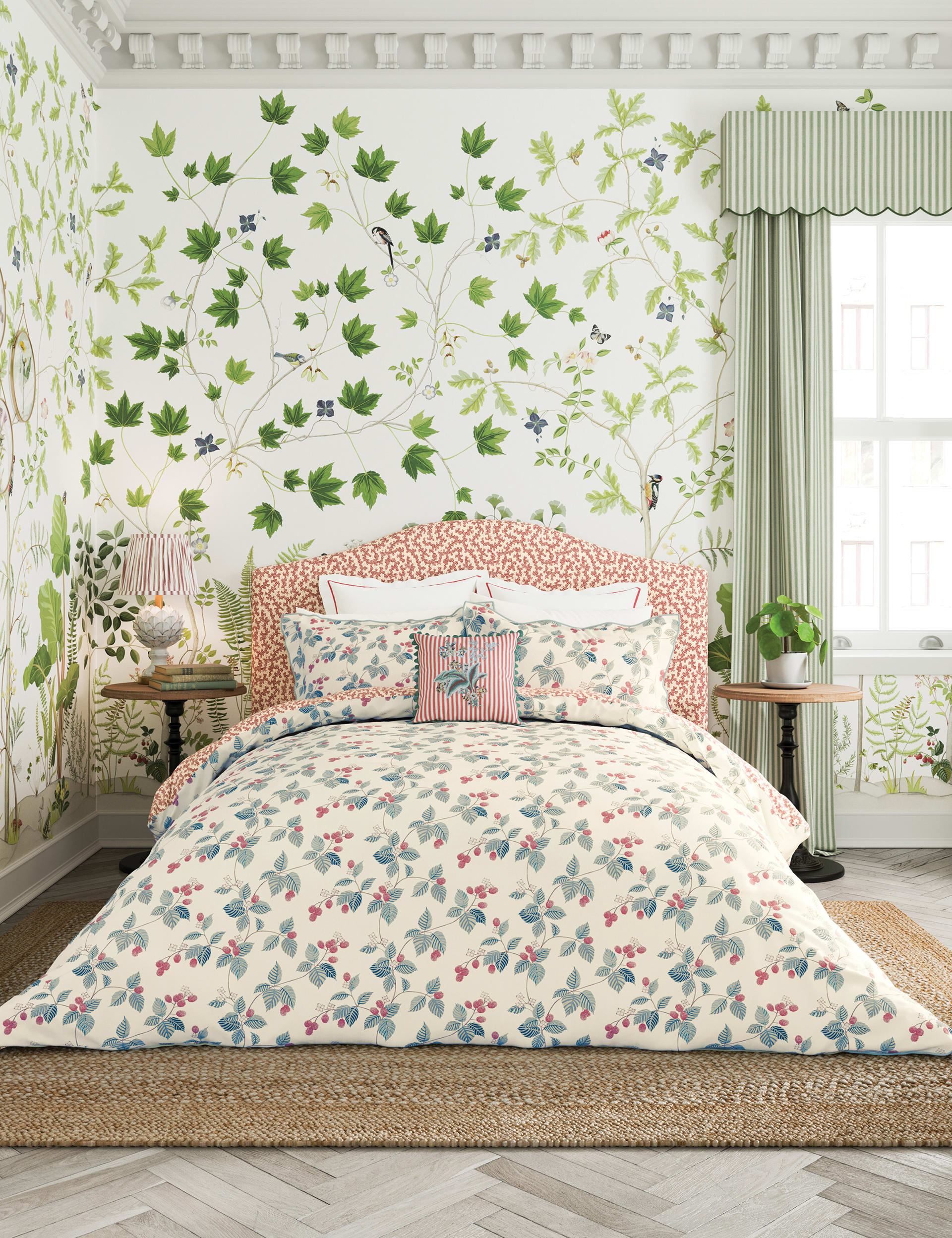 Sanderson Pure Cotton Rubus Bedding Set, imported from the UK