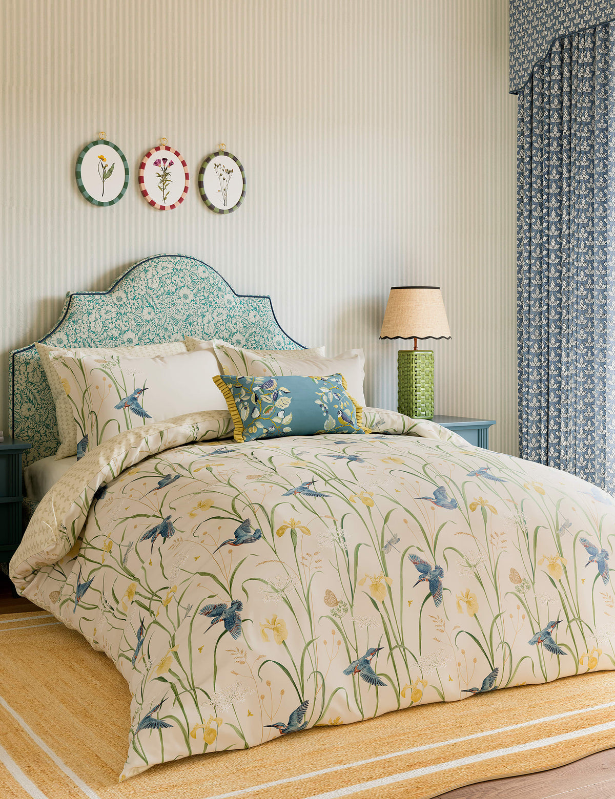Sanderson kingfisher iris bedding set, imported from the UK