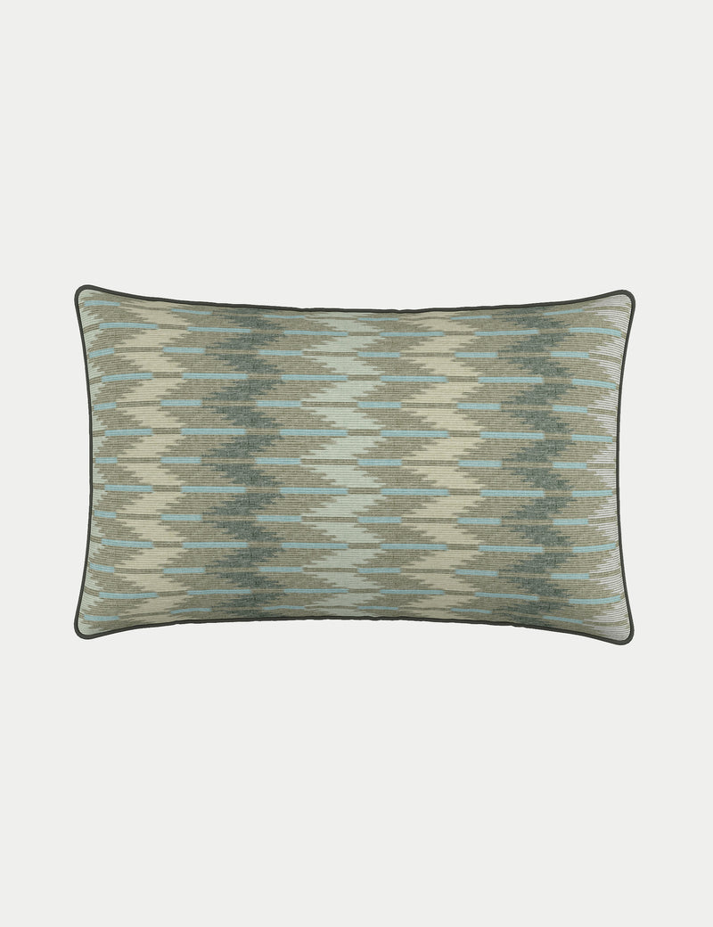 Bedeck Alessie cushion in ikat print, rectangular shape (British brand)