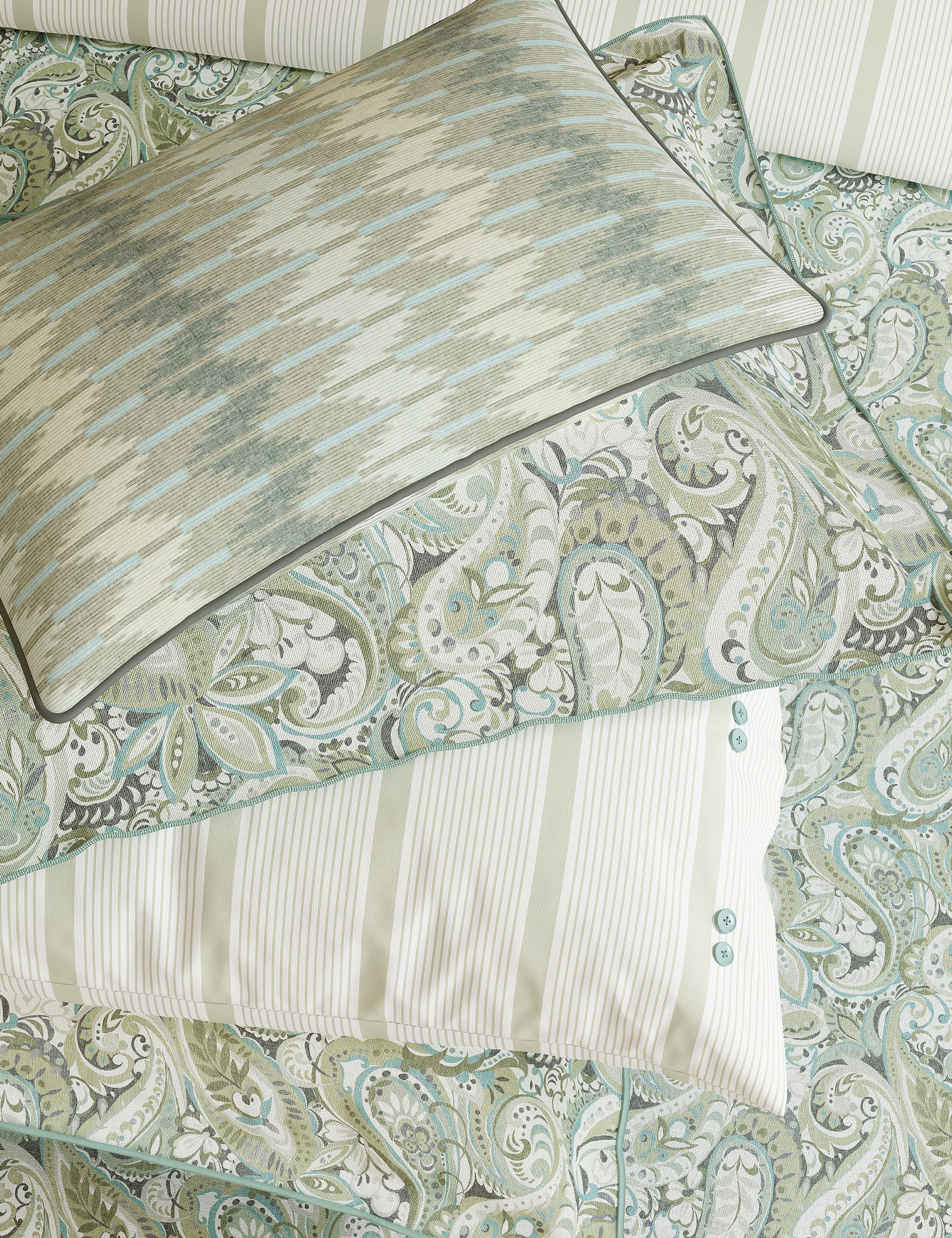 Bedeck Alessie cushion in ikat print, rectangular shape (British brand)