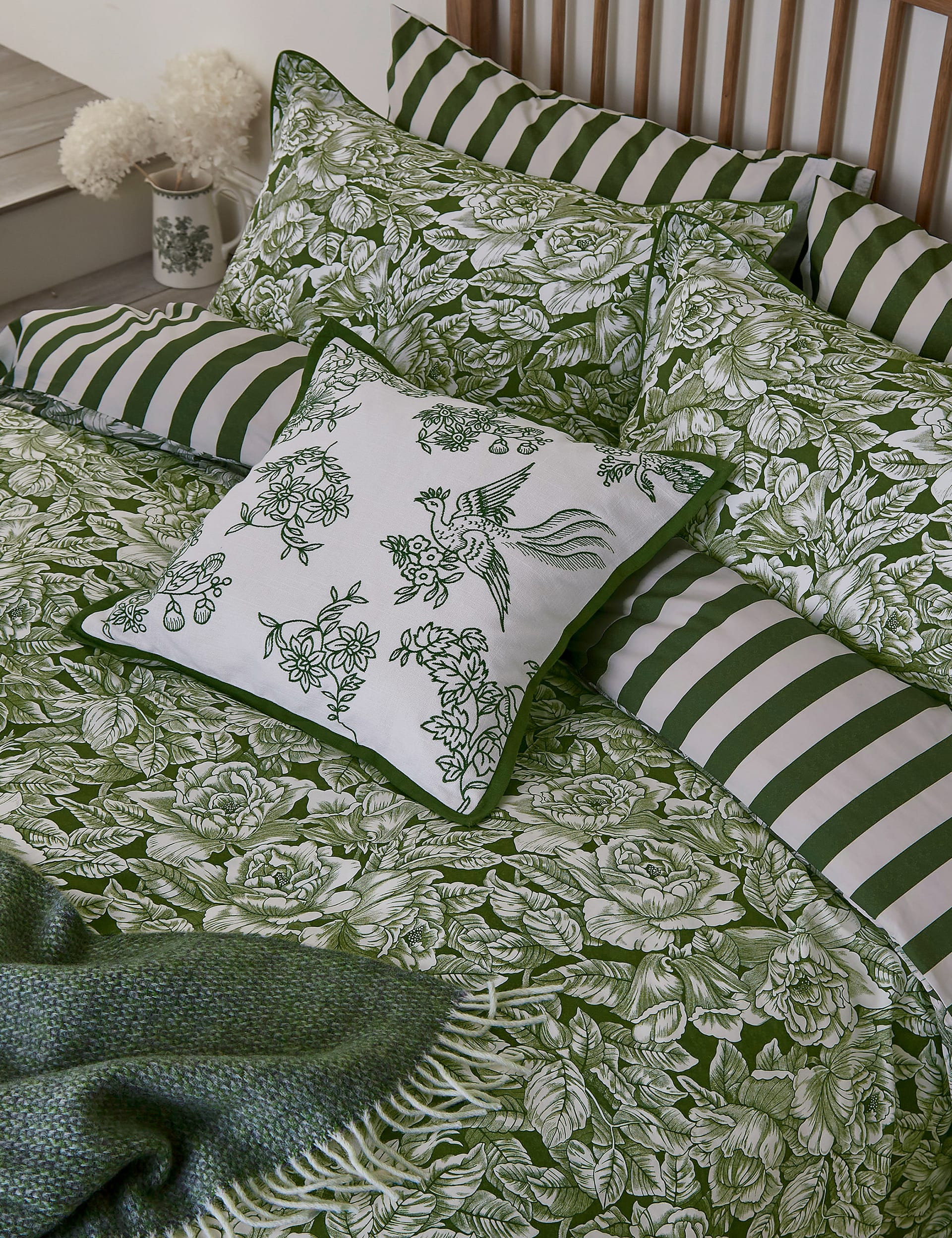 Burleigh hibiscus embroidered cushion 50cm, UK version