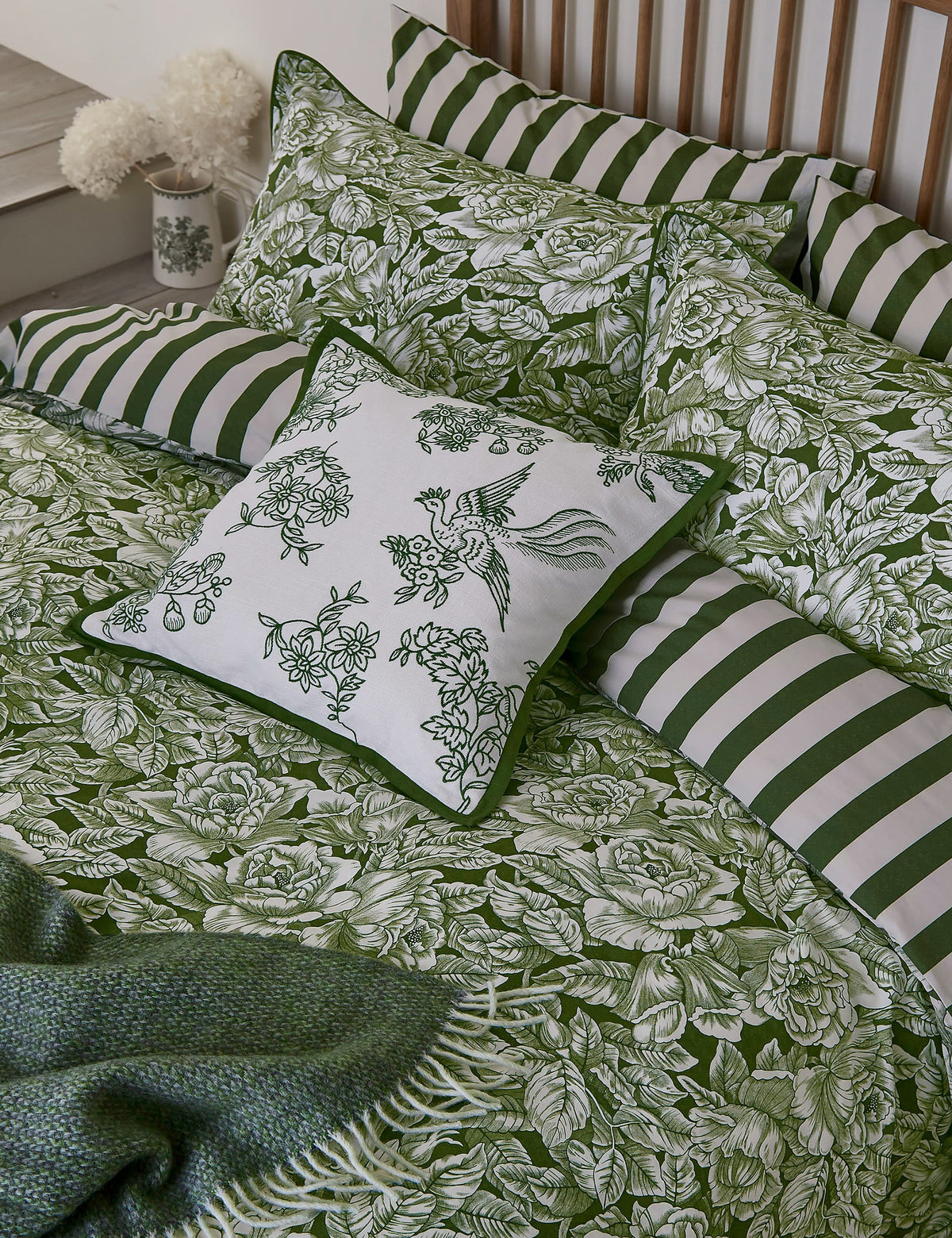 Burleigh hibiscus embroidered cushion 50cm, UK version