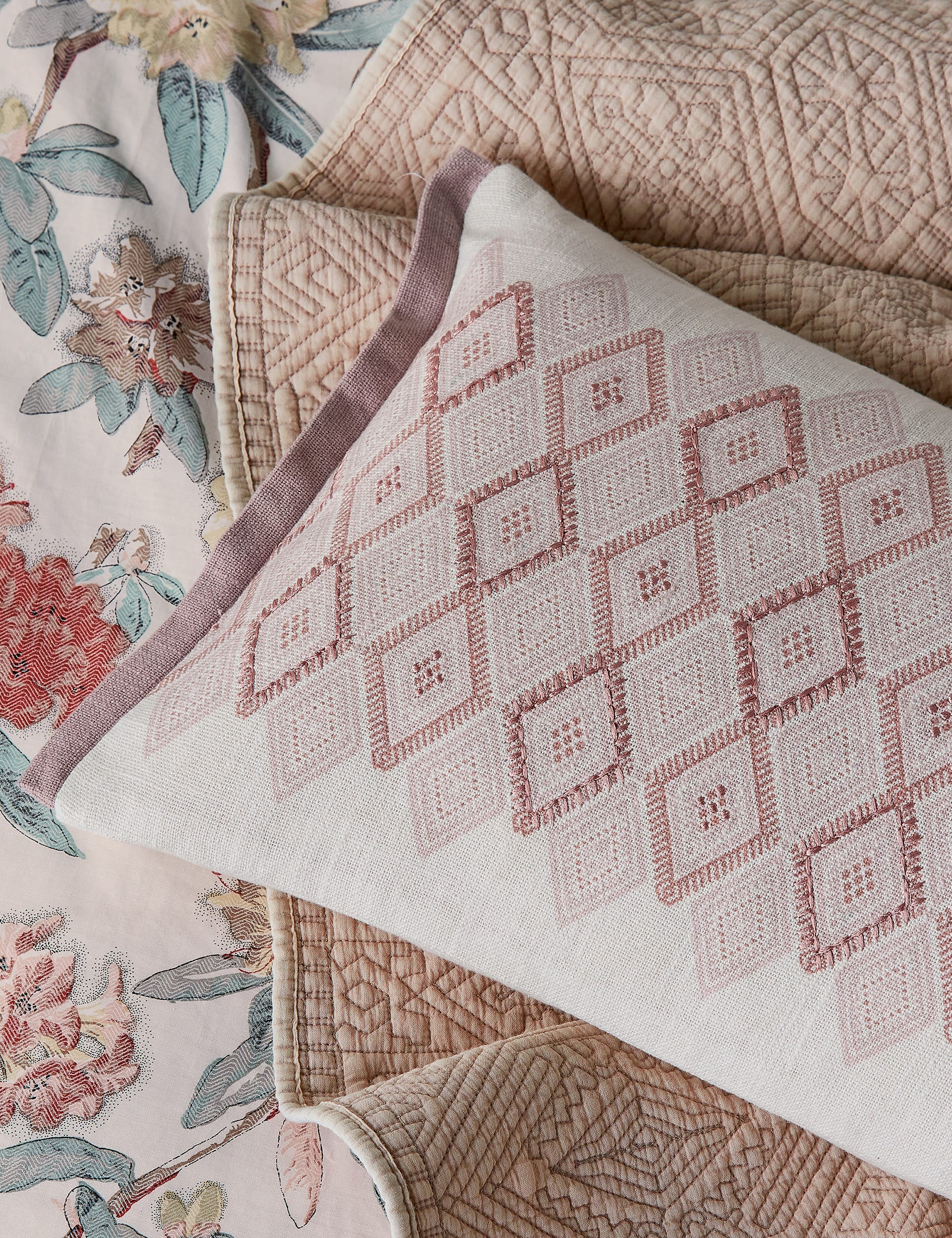 Bedeck of Belfast Marielle embroidered pure cotton cushion (British brand)