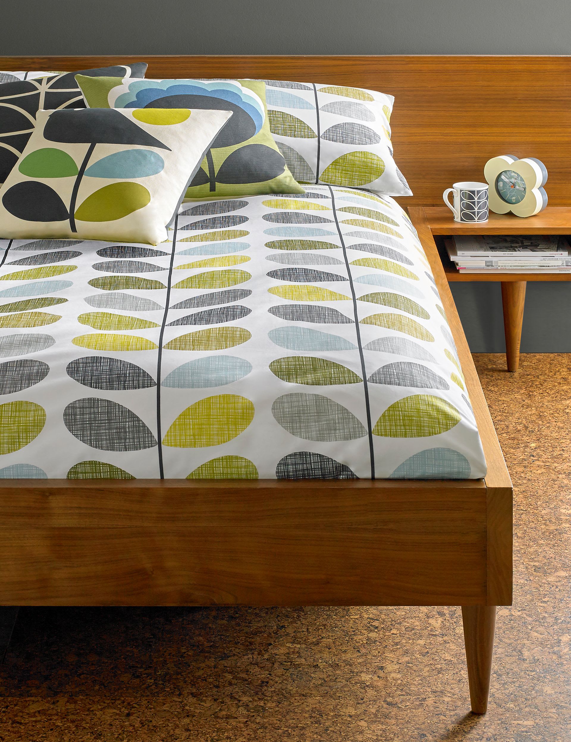 Orla Kiely Pure Cotton Scribble Stem Duvet Cover, imported from the UK