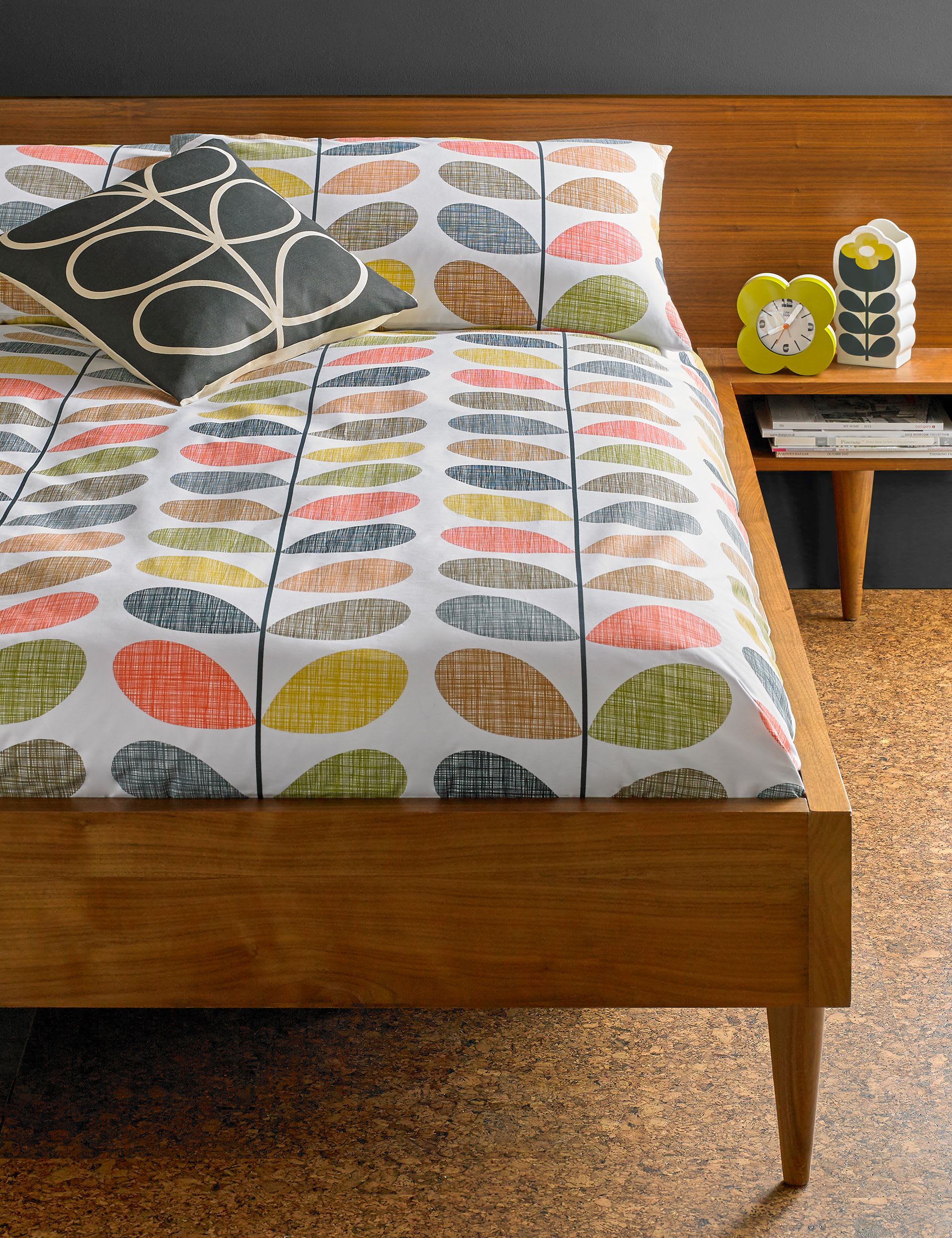 Orla Kiely Pure Cotton Scribble Stem Duvet Cover, imported from the UK