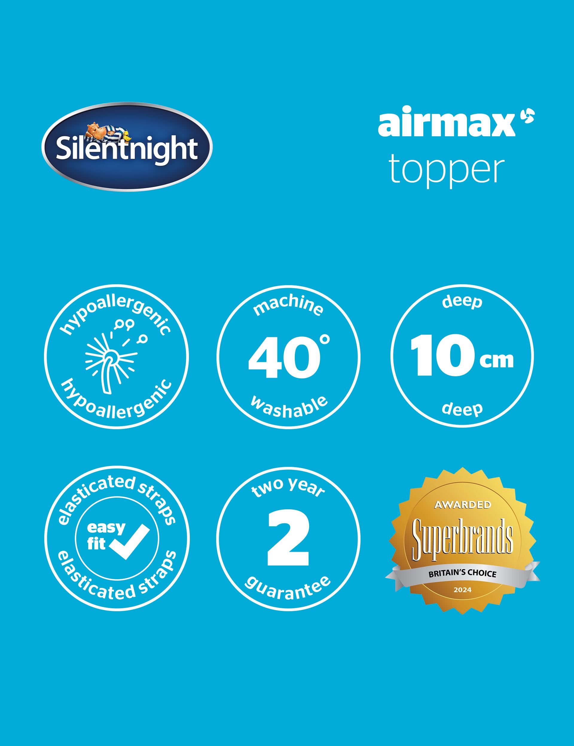 Silentnight Airmax 1000 Extra Deep Mattress Topper - British product