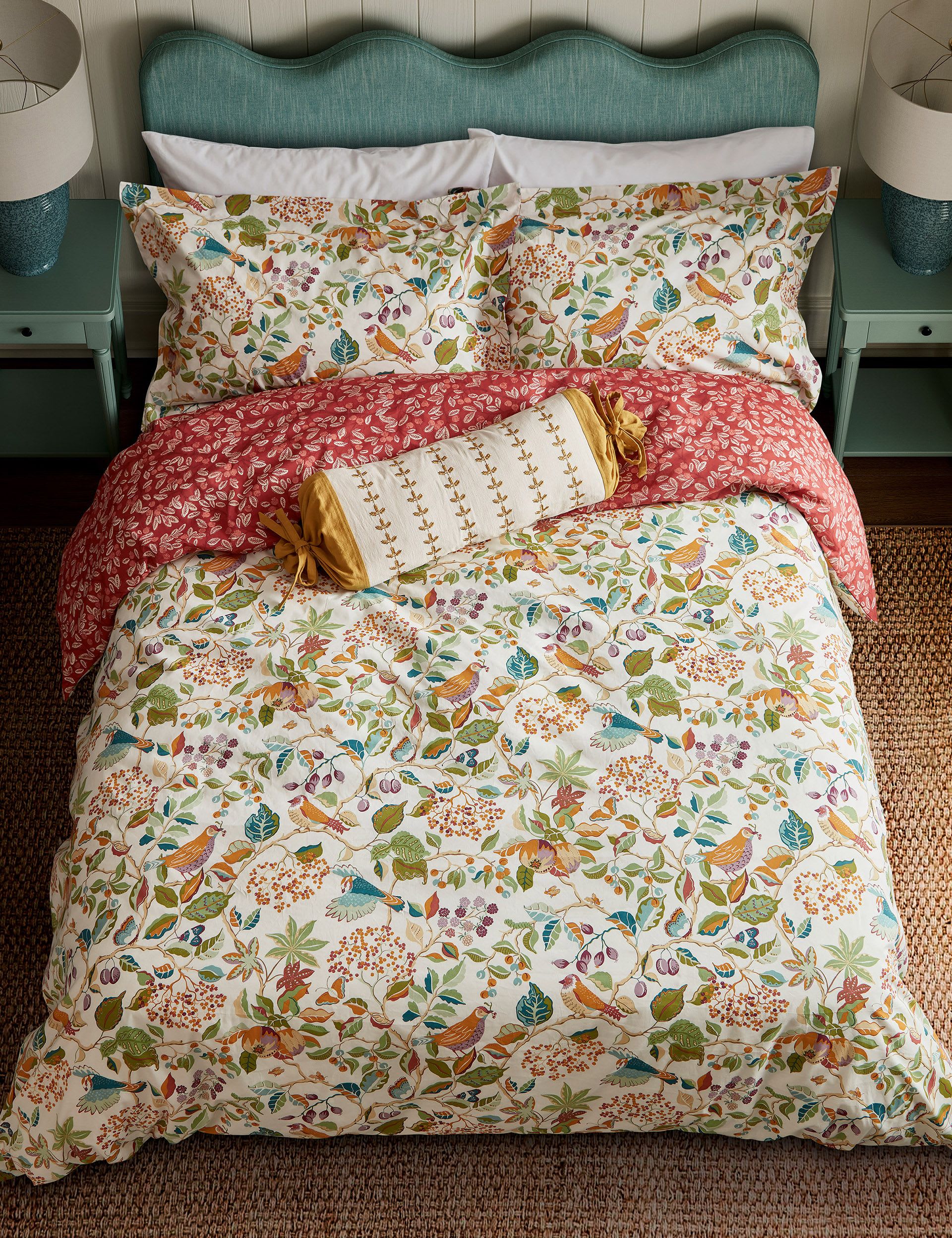 Birds & Berries bolster cushion 30x70cm - British product