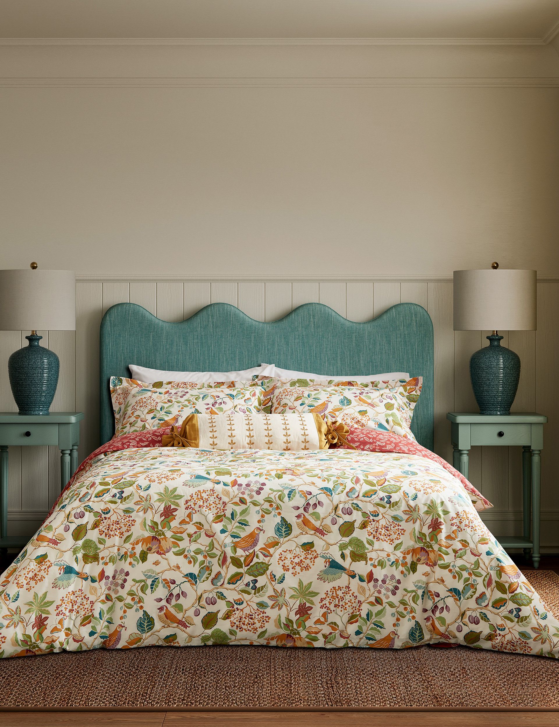 Birds & Berries bolster cushion 30x70cm - British product