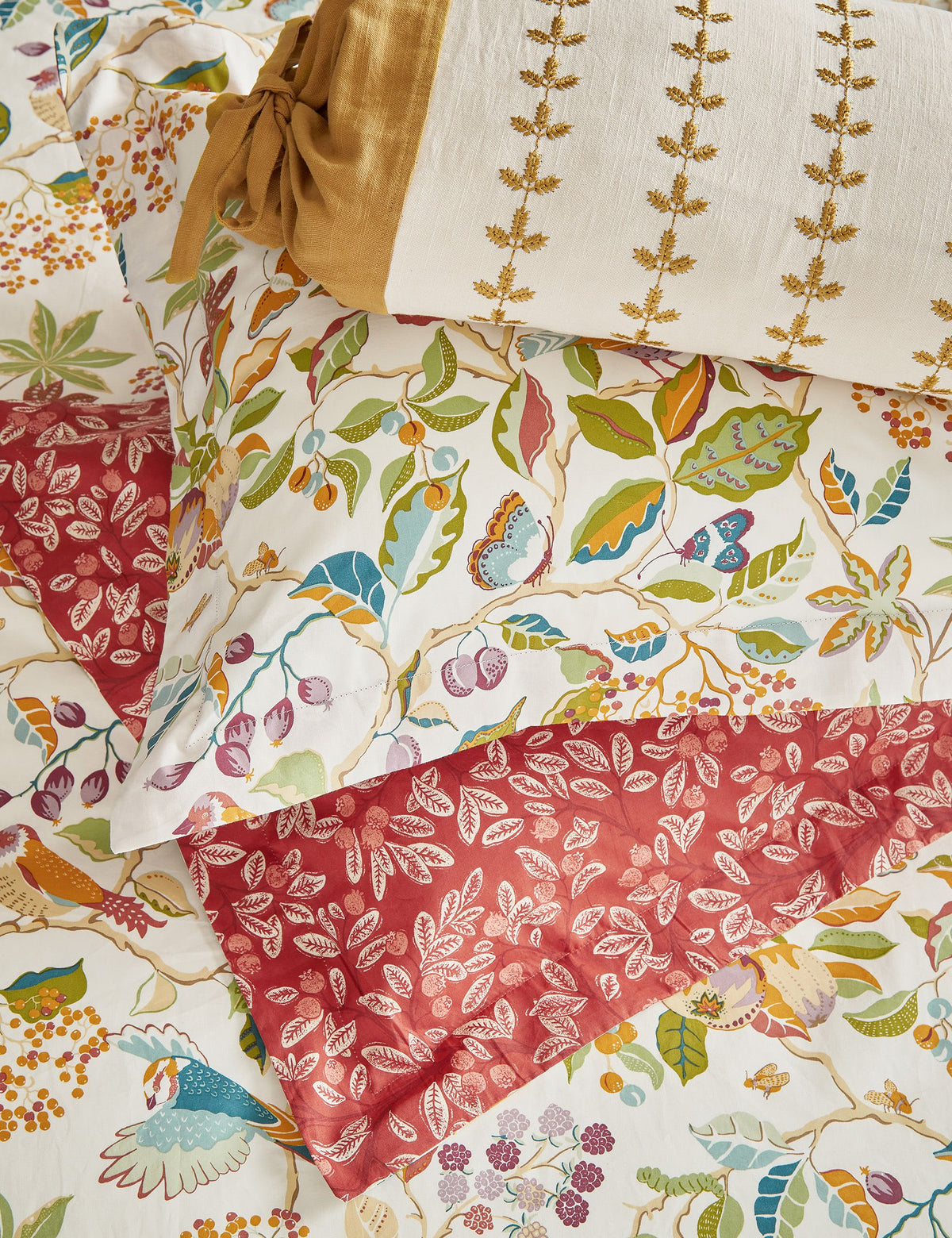 Birds & Berries bolster cushion 30x70cm - British product