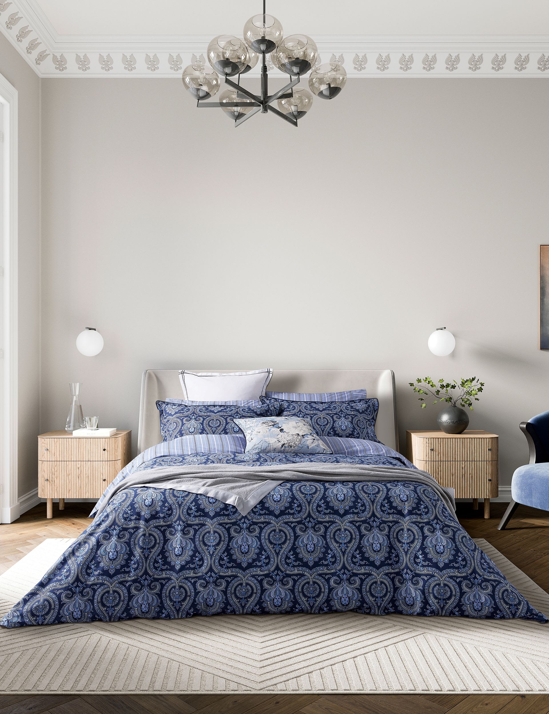 Bedeck of Belfast Ellis Floral square cushion 50cm, imported from the UK