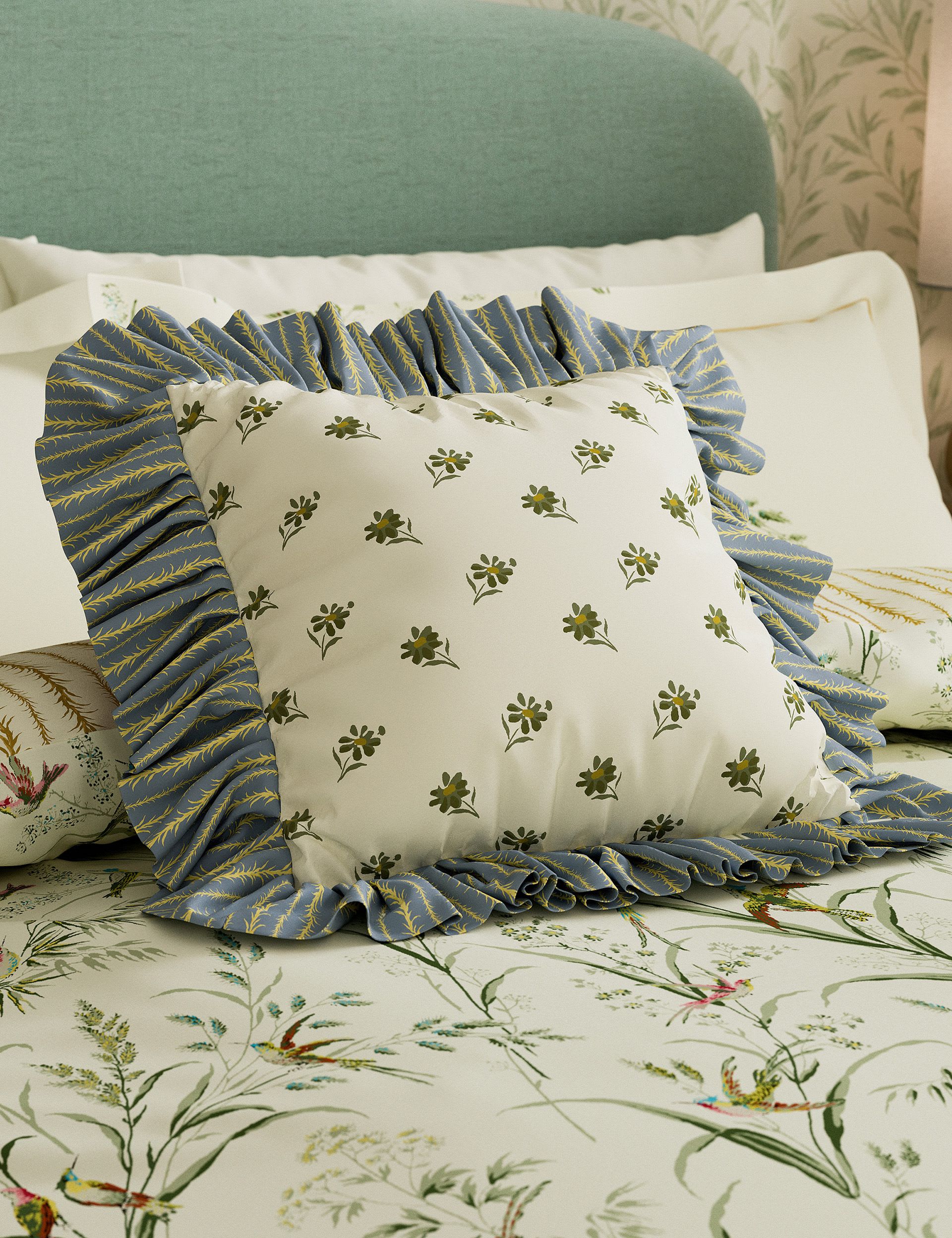 Tuileries frilly square cushion - imported from the UK
