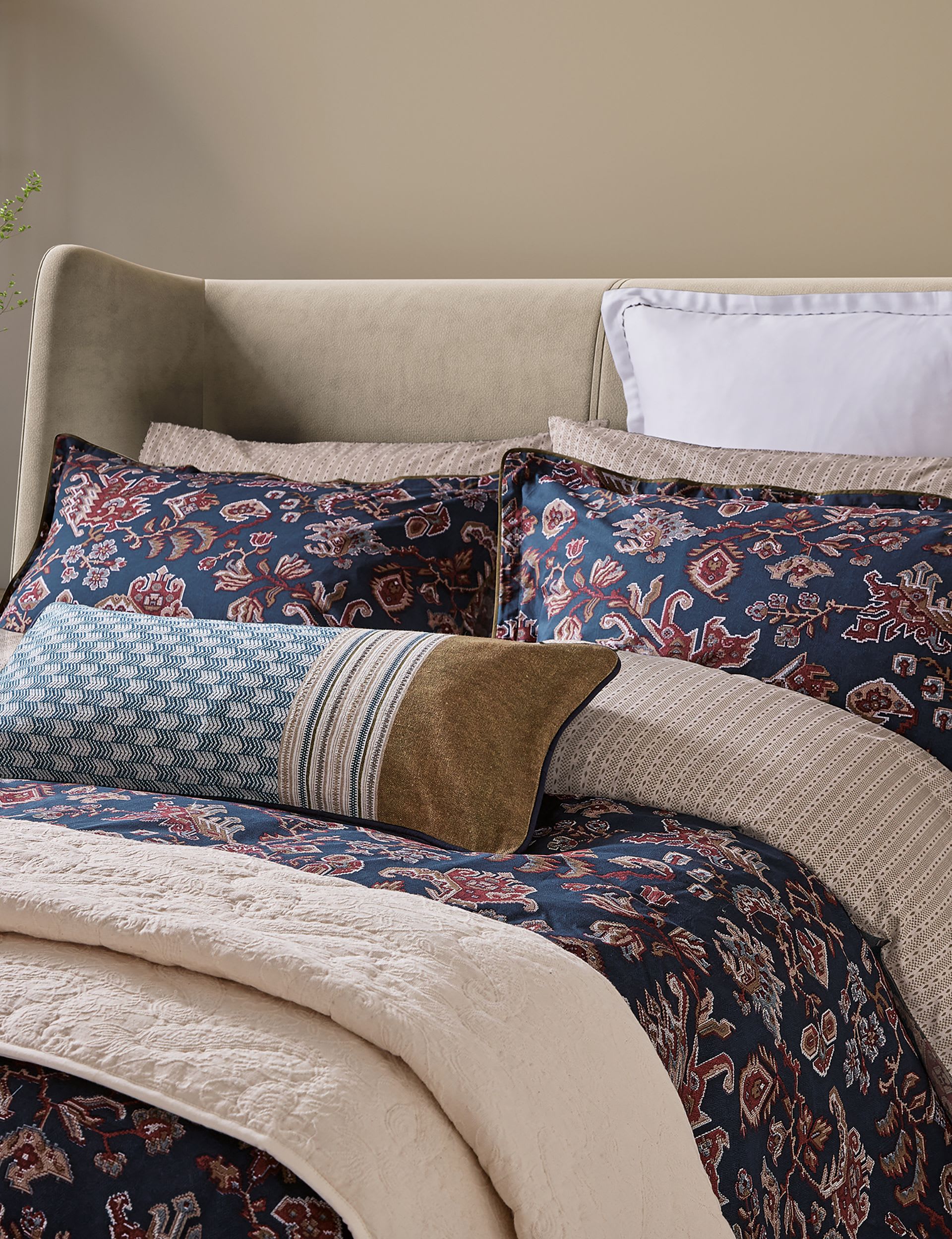 Bedeck Avero tile print rectangular cushion - British product