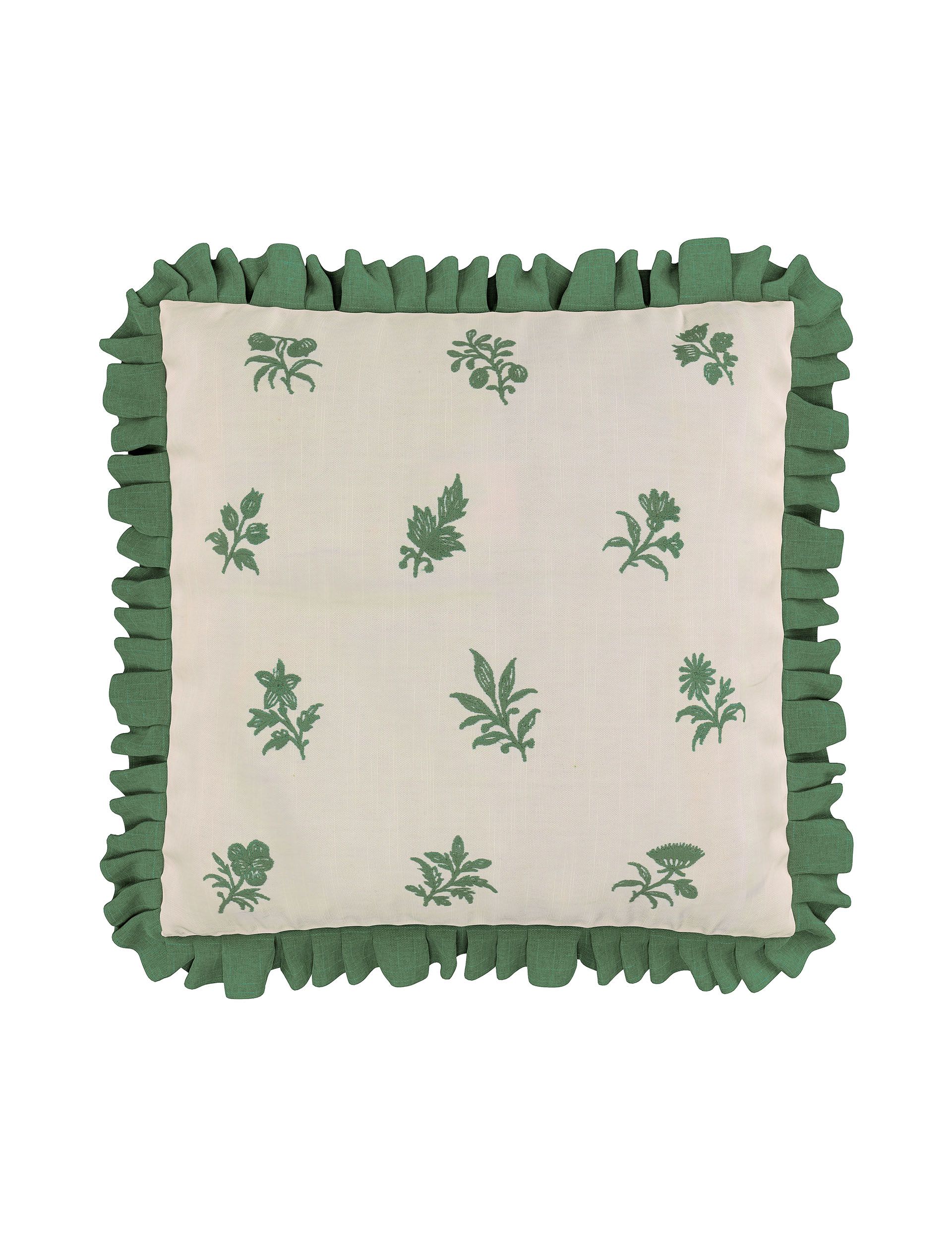 Verdant Bouquet frill square cushion 45cm, imported from the UK