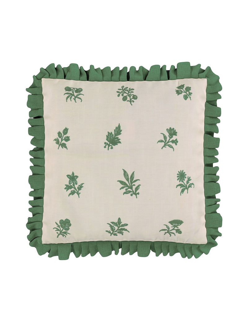 Verdant Bouquet frill square cushion 45cm, imported from the UK