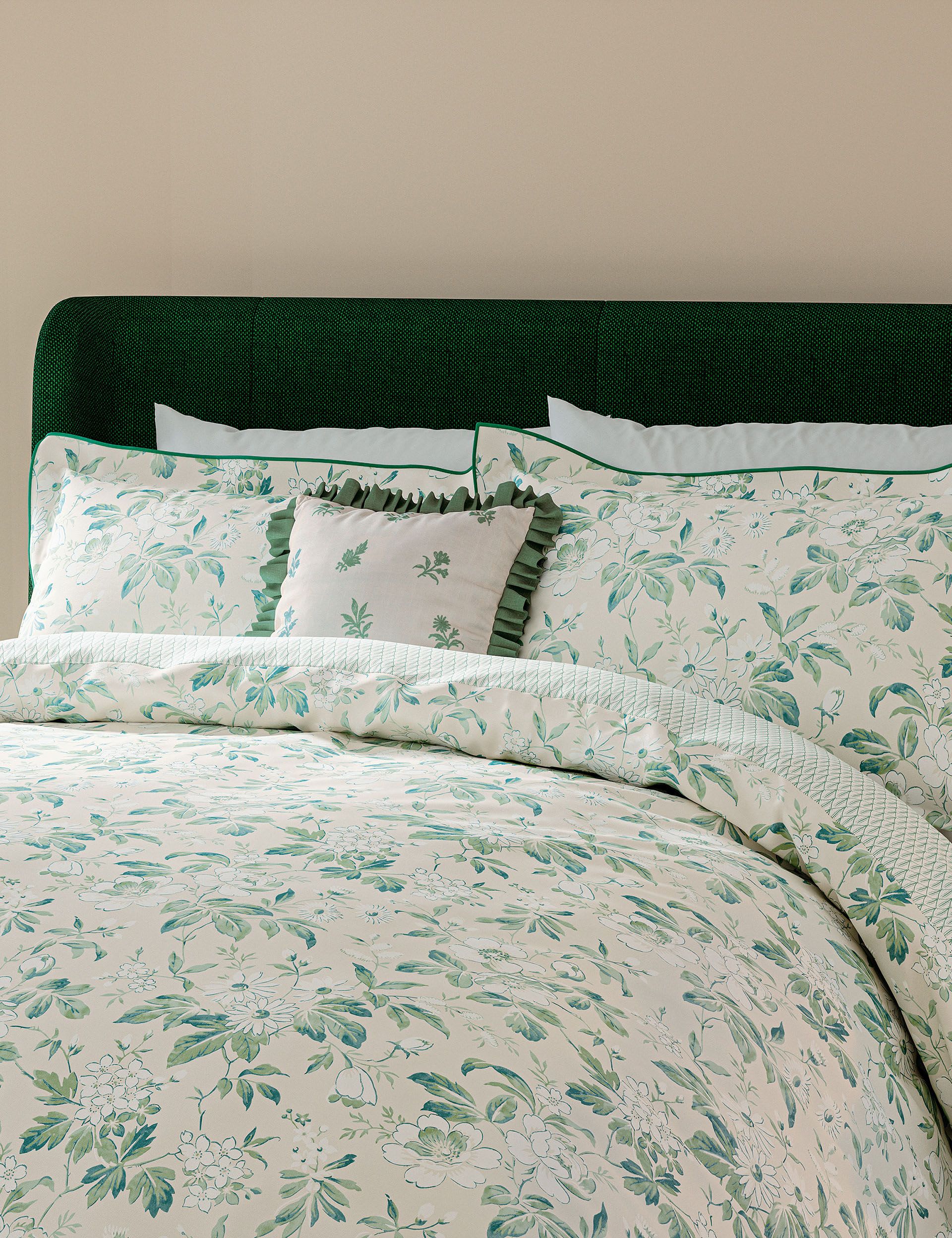 Verdant Bouquet frill square cushion 45cm, imported from the UK
