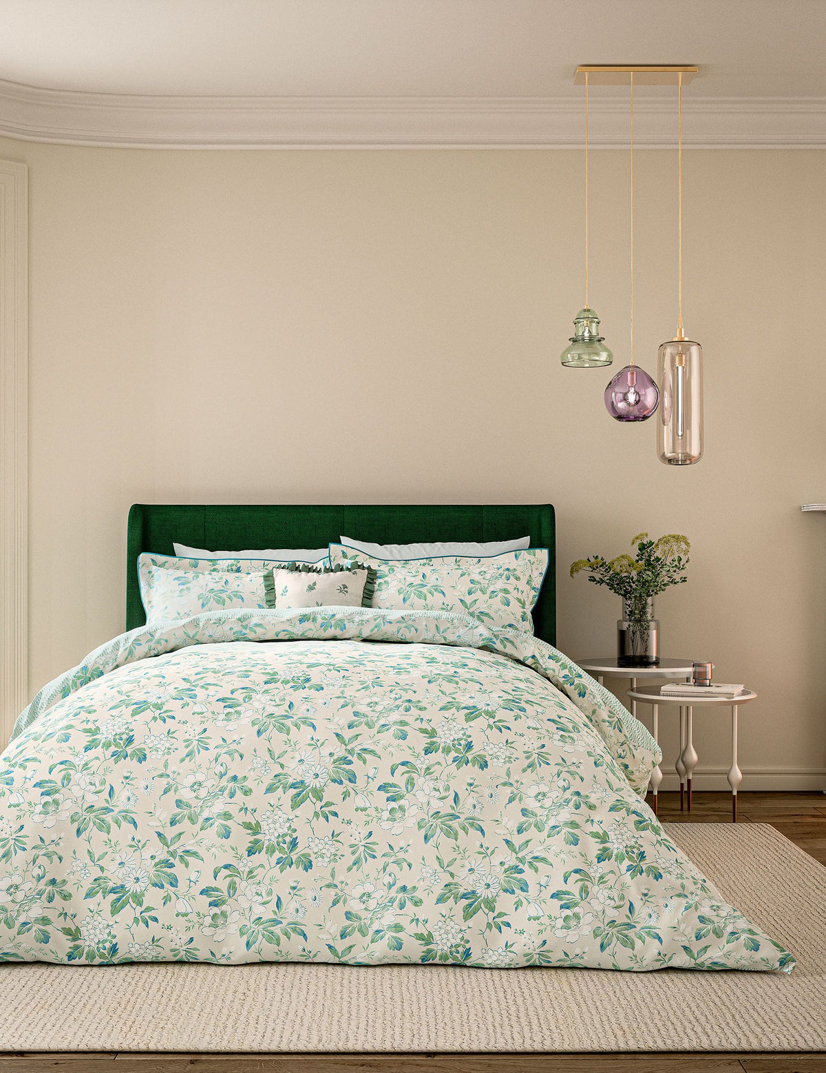 Verdant Bouquet frill square cushion 45cm, imported from the UK