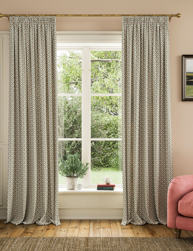 Joules floral foulard pencil pleat curtains - British product