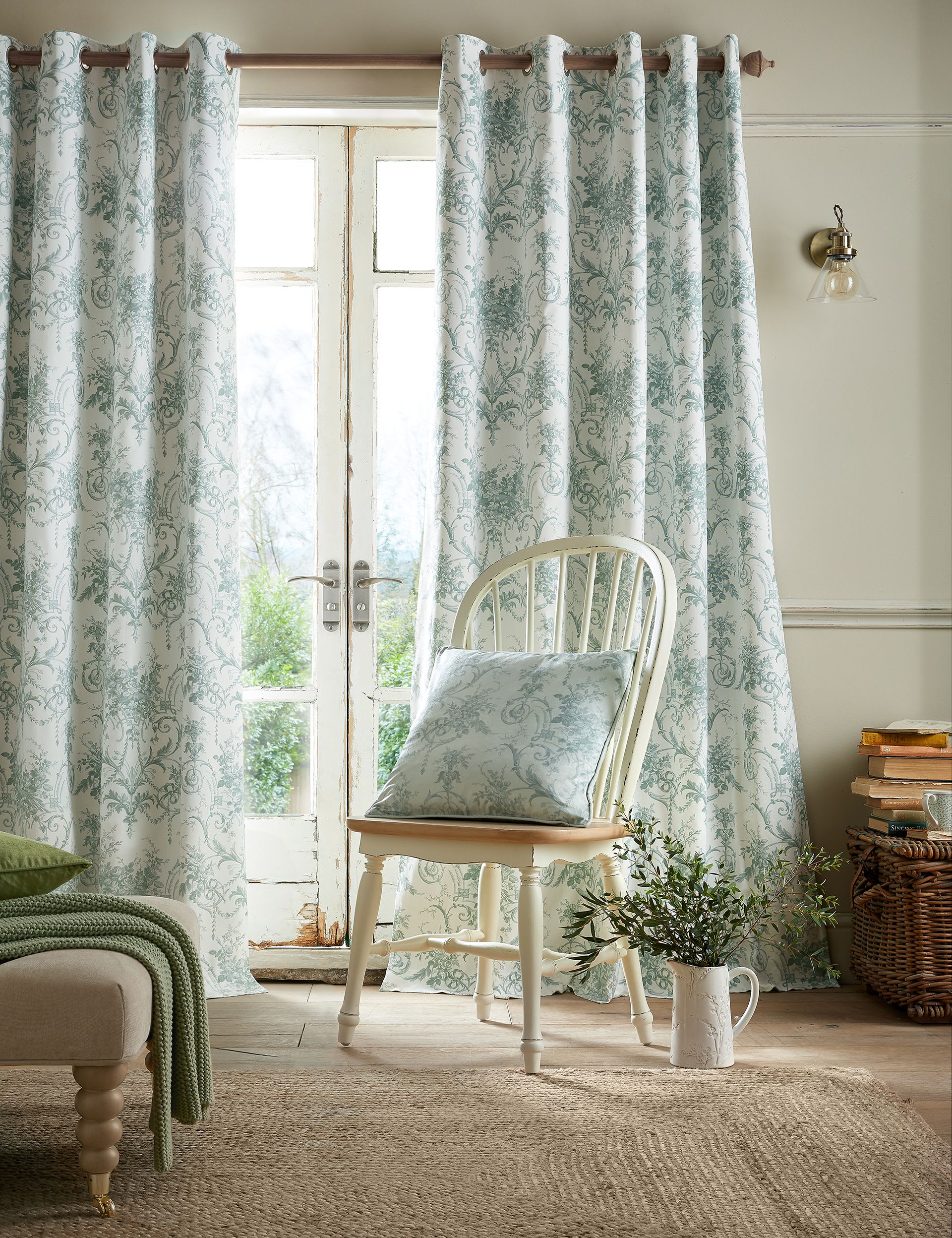 Laura Ashley Tuileries blackout eyelet curtains, imported from the UK