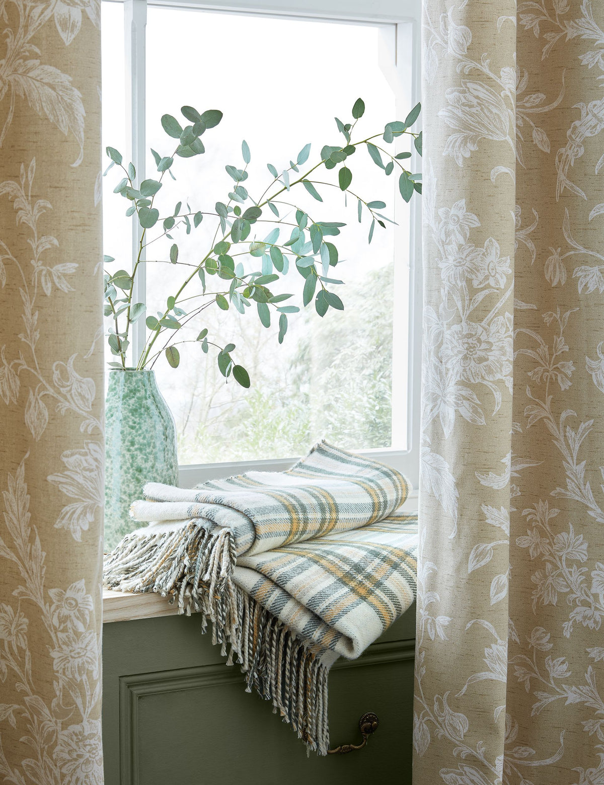 Laura Ashley Lloyd pure cotton eyelet curtains, imported from the UK