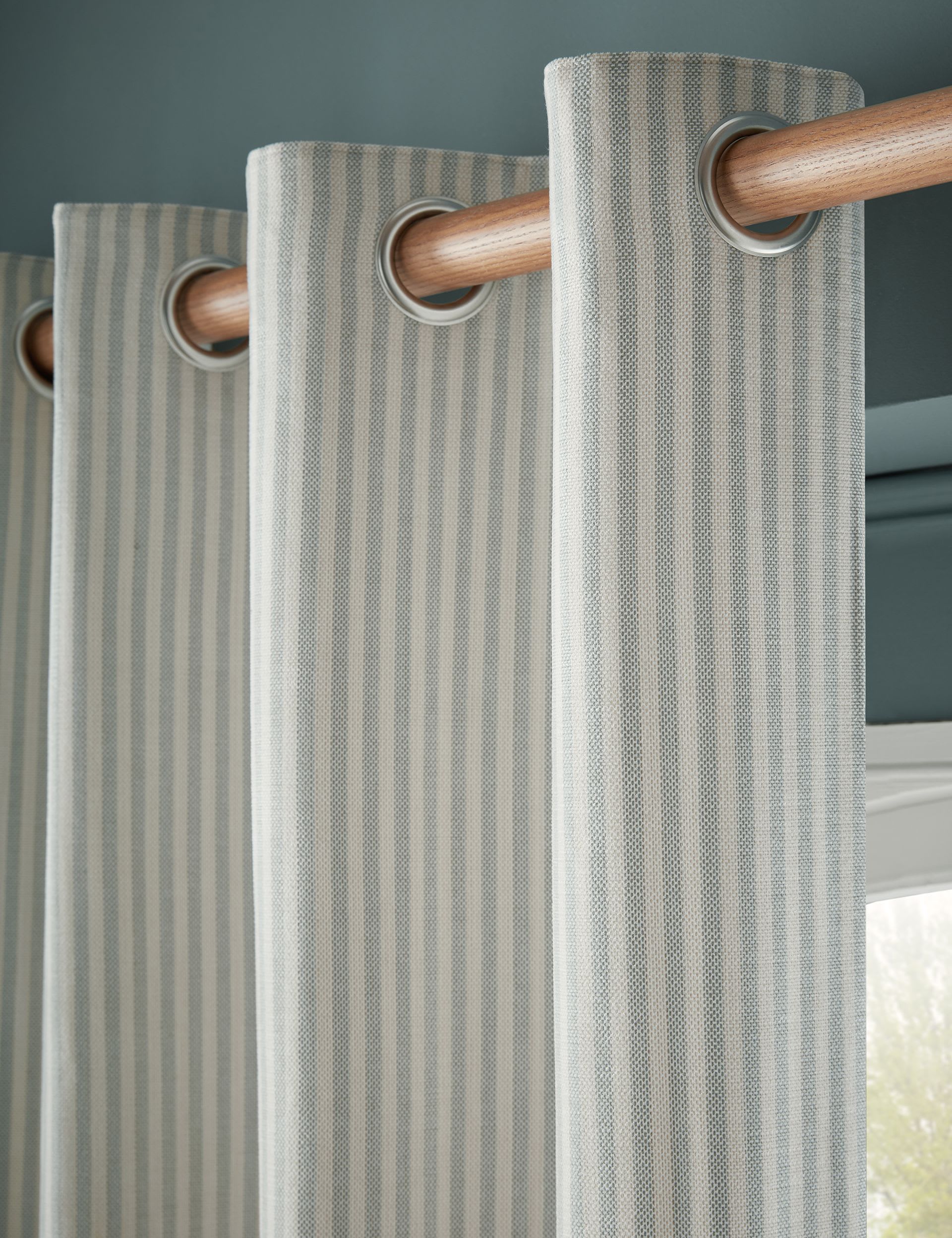 Laura Ashley Cornish Chenille Striped Eyelet Curtains