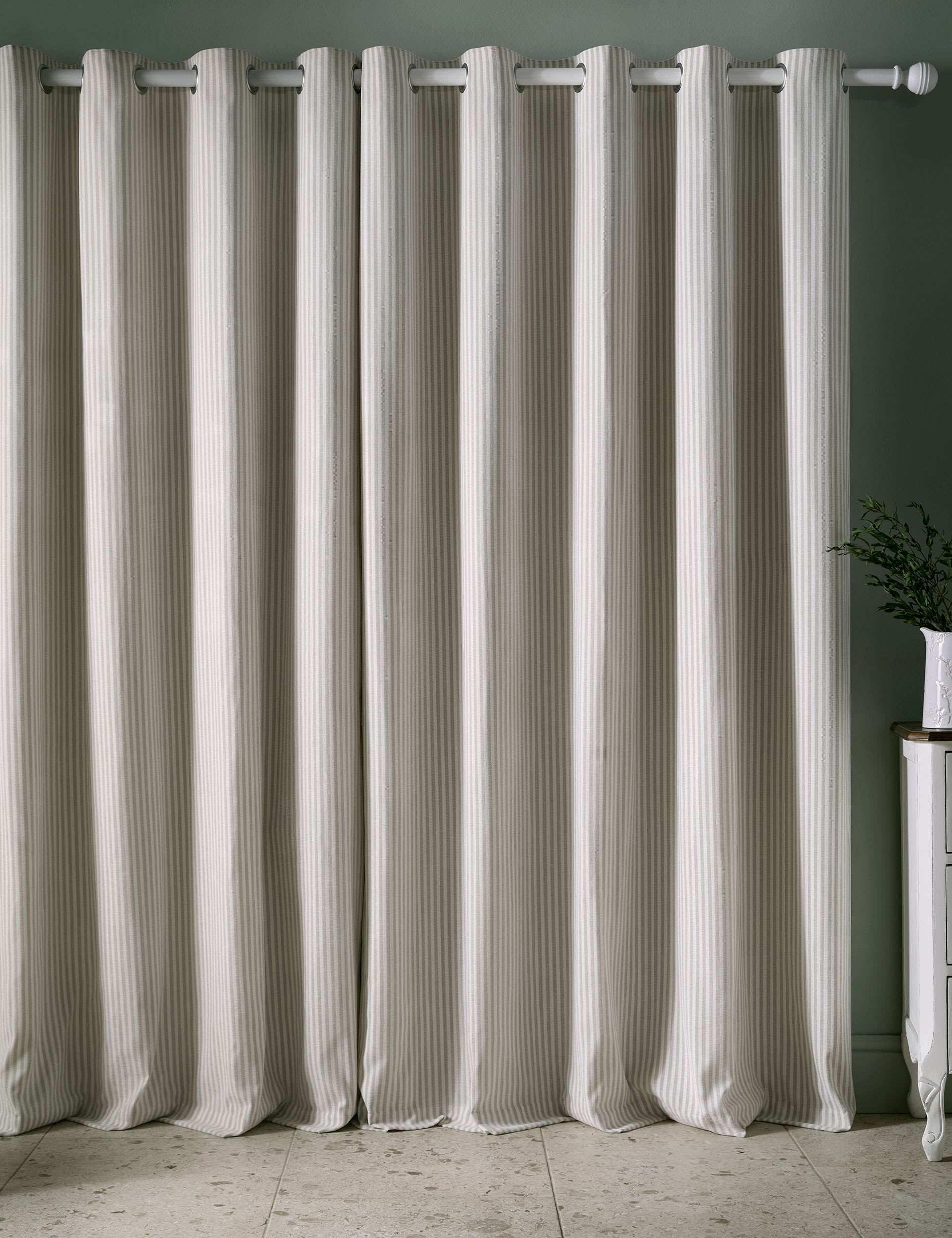 Laura Ashley Cornish Chenille Striped Eyelet Curtains, UK version